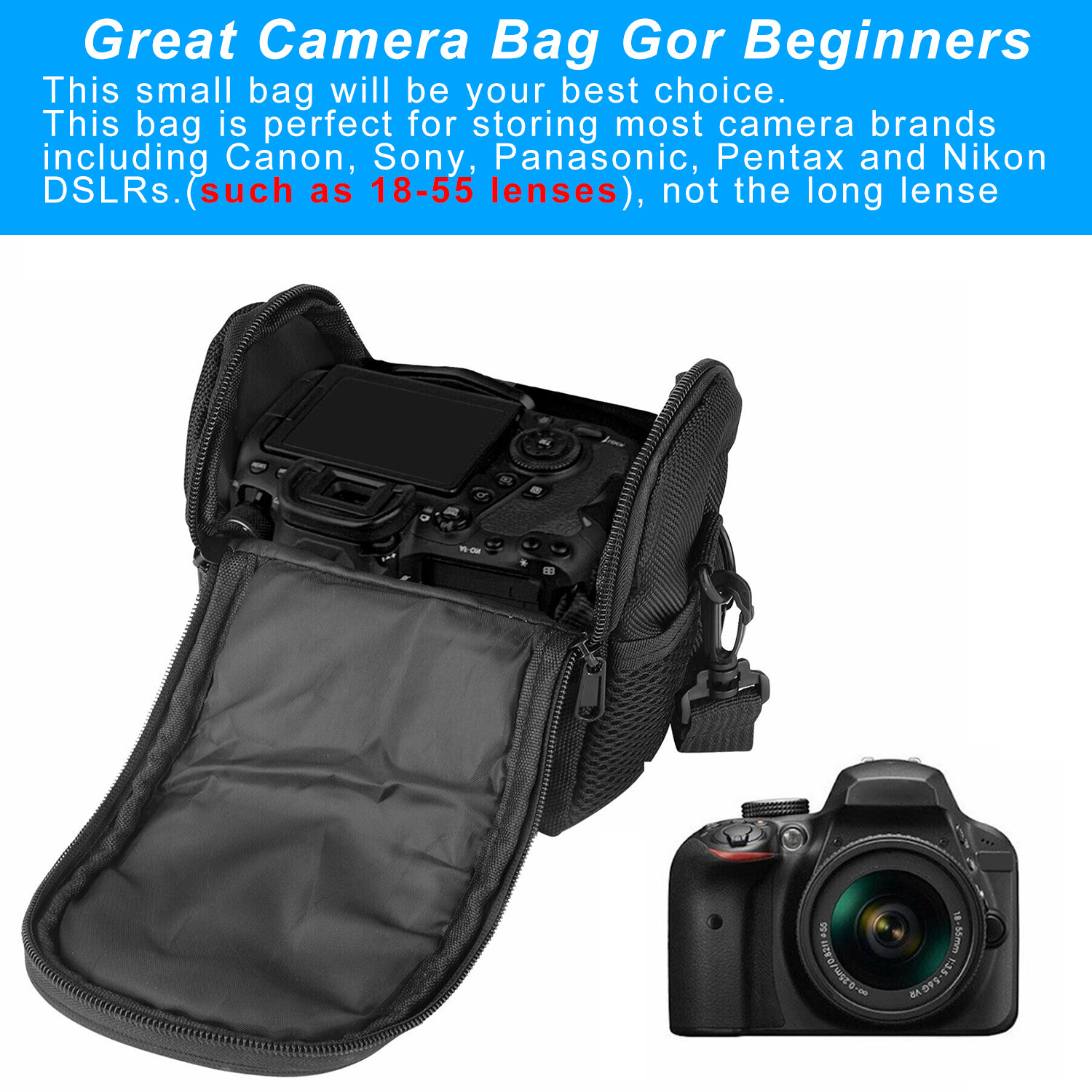 Large Camera Backpack Bag Case Shoulder Pouch For Canon Nikon Sony Rebel DSLR US