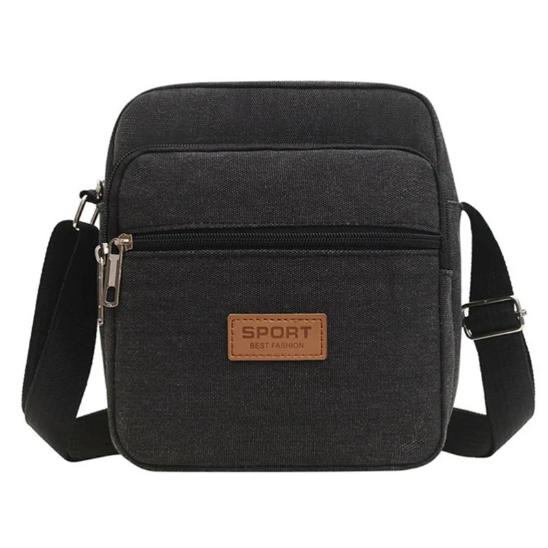 Men’s Shoulder Bag Business Leisure Large Capacity Portable Handbag Zipper Multi