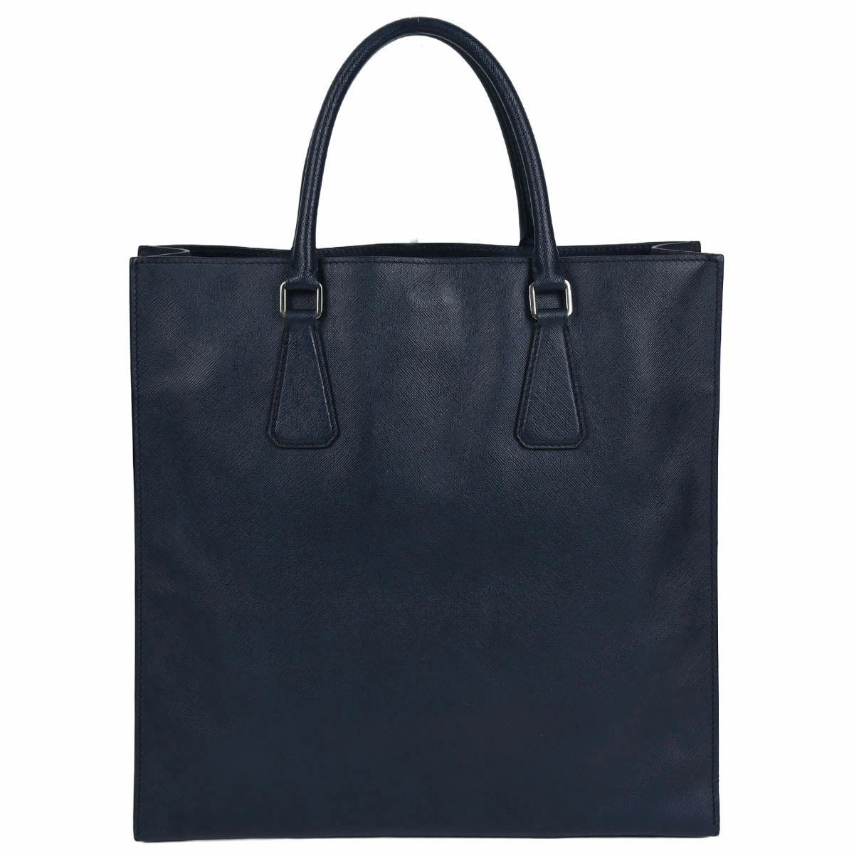 PRADA Triangle Logo Tote Bag Handbag Business Vertical Saffiano Leather