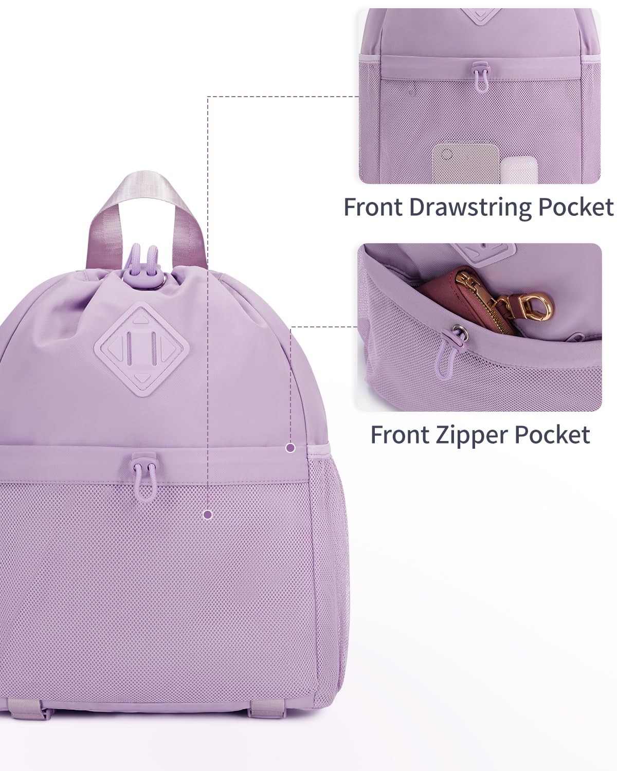 Drawstring Backpack for , Lightweight Gym Bag with Yoga Mat Strap, Water-Resi…
