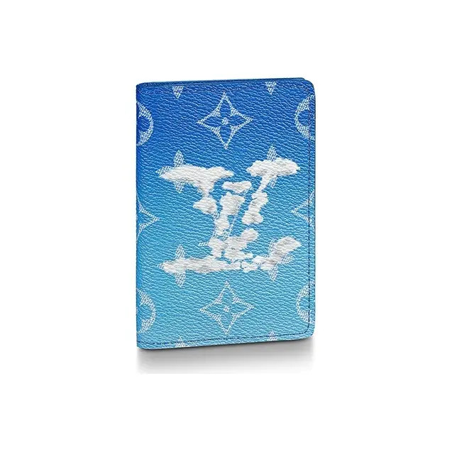 LOUIS VUITTON coated canvas wallet for men in blue 3.1×0.4×4.3 in
