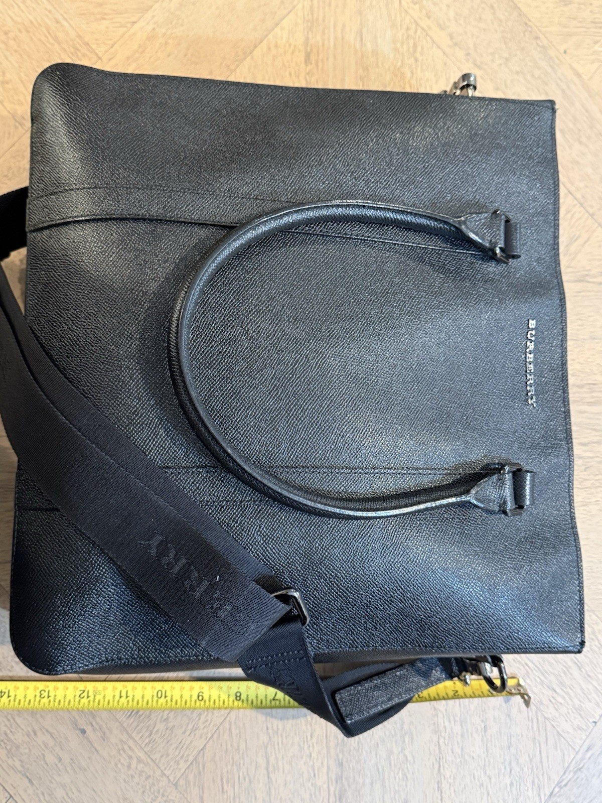 Modern Men’s Burberry Kenneth Structured Tote Black Leather Laptop Work Travel