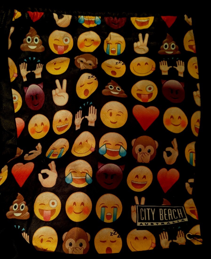 Emoji Canvas Drawstring Backpack Drawstring Bag City Beach