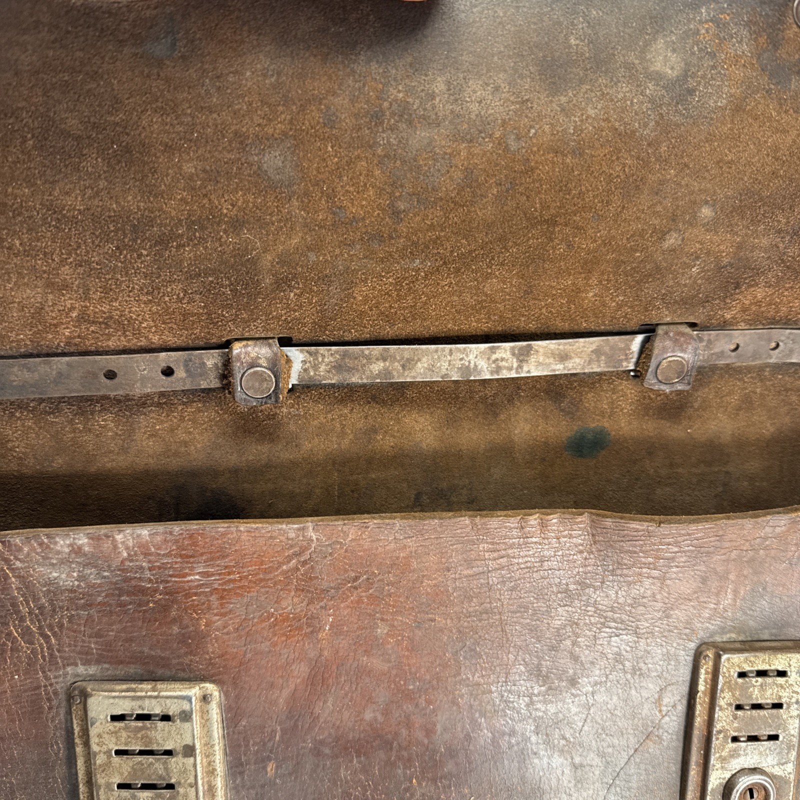 1940 1950s vintage attache briefcase german leather brown