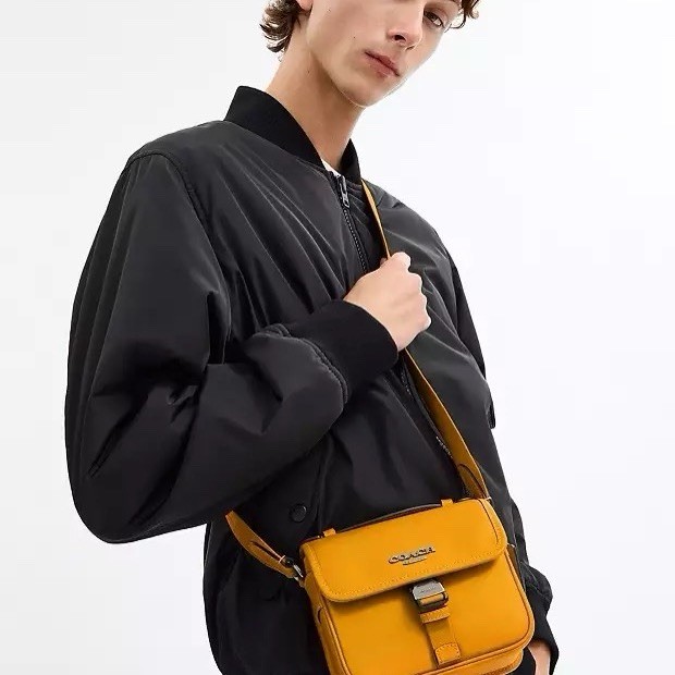NWT COACH Racer Crossbody Bag Black Antique Nickel/Buttercup Leather CBH56