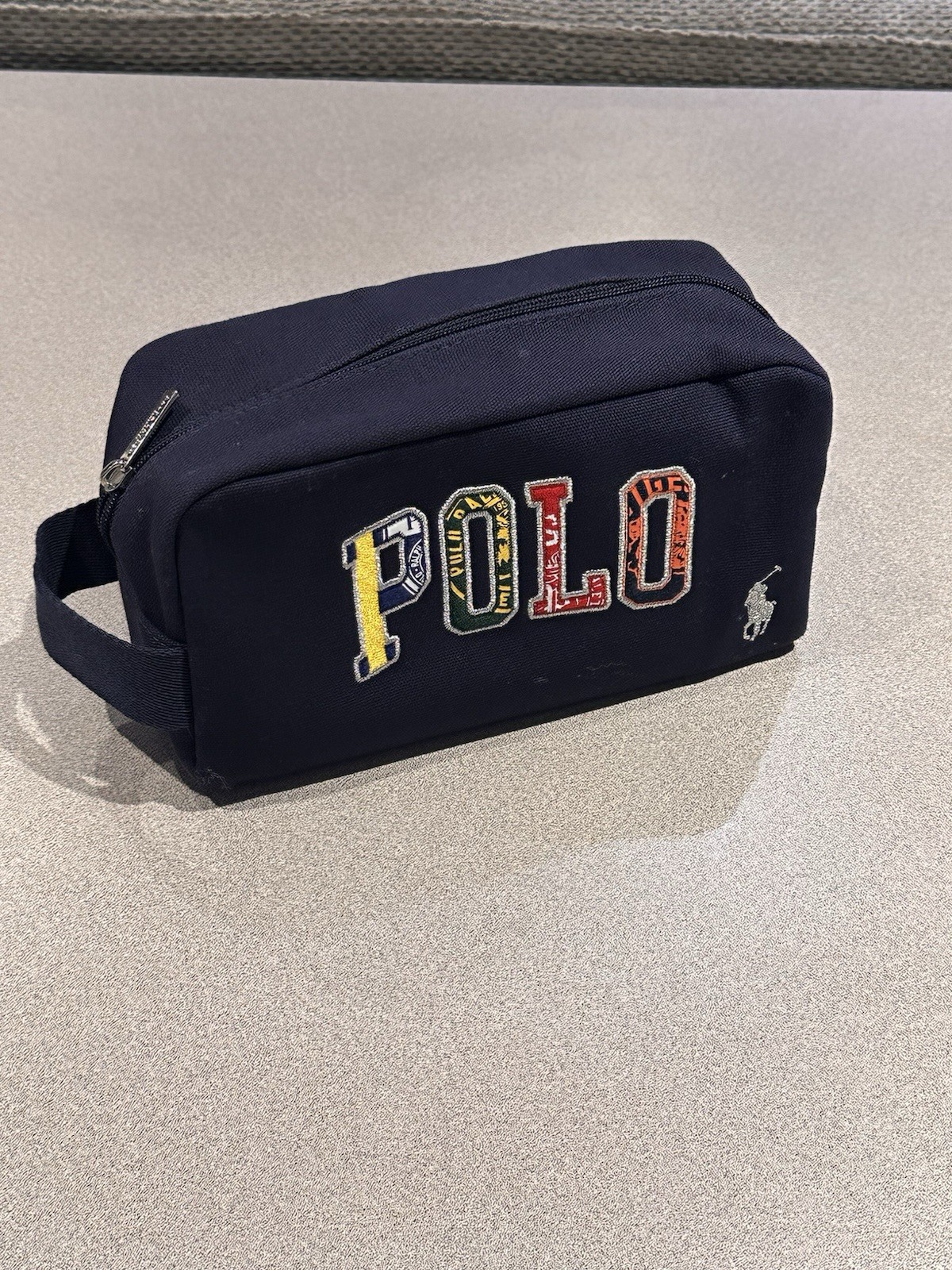POLO Ralph Lauren Embroidery Logo Toiletry Travel Travel Kit Bag In Blue Color