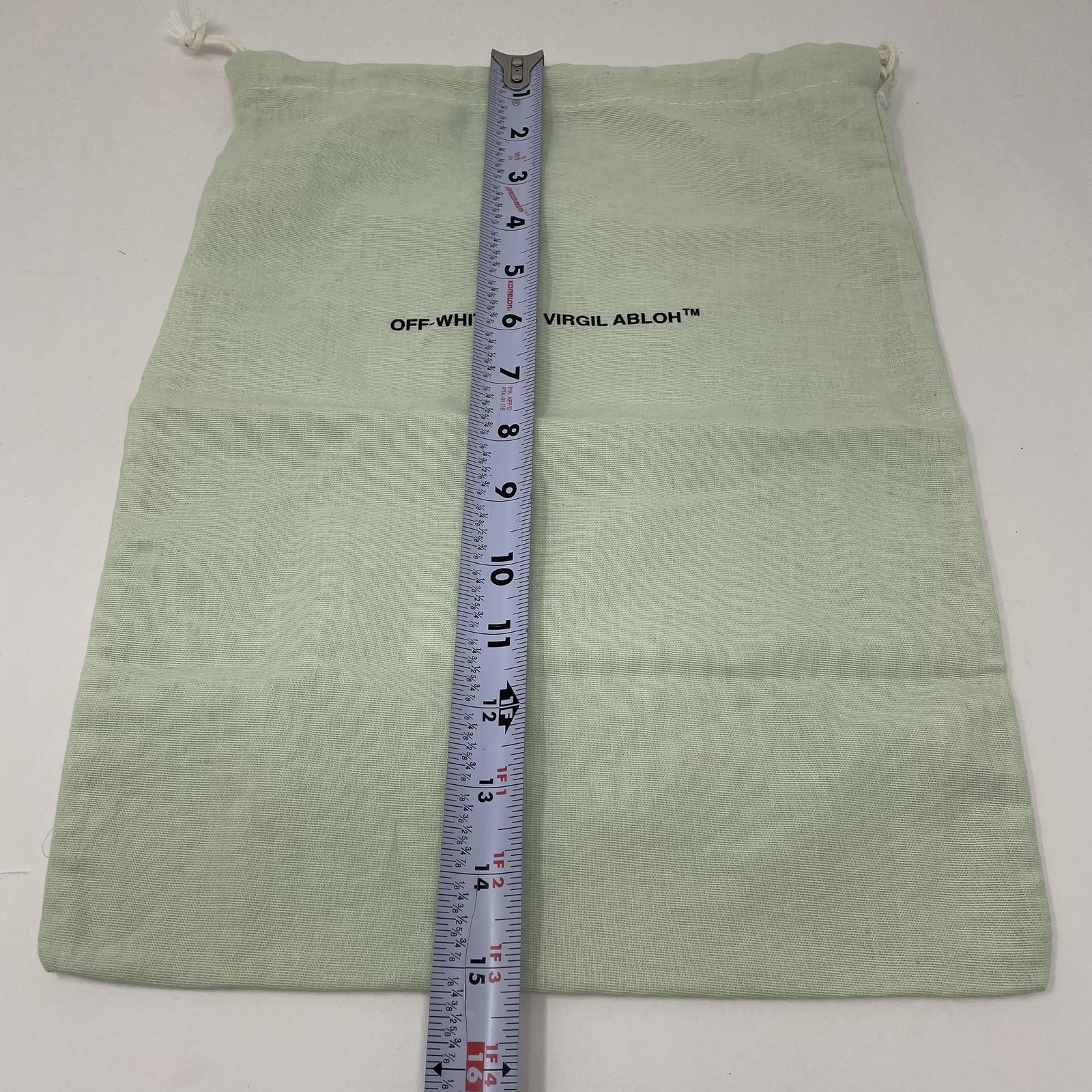 Off-White Drawstring Dust Bag Medium Green Cotton Logo Storage Virgil Abloh