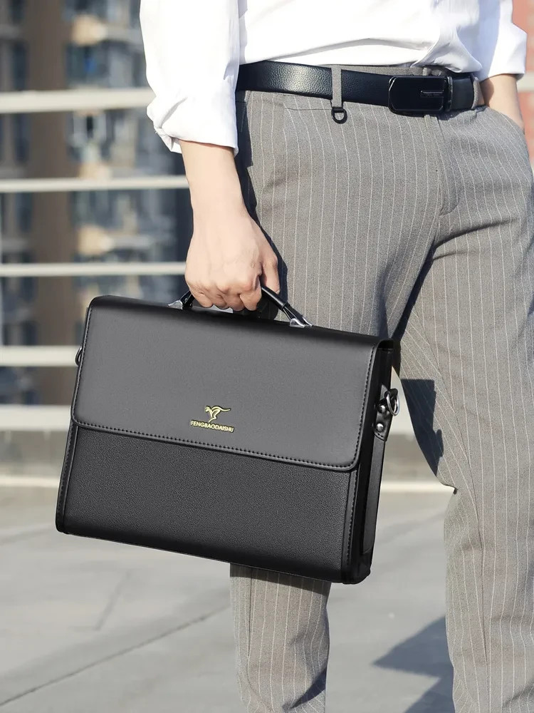 Men’s Leather Briefcase Laptop Messenger Bag Waterproof Business Office Handbag