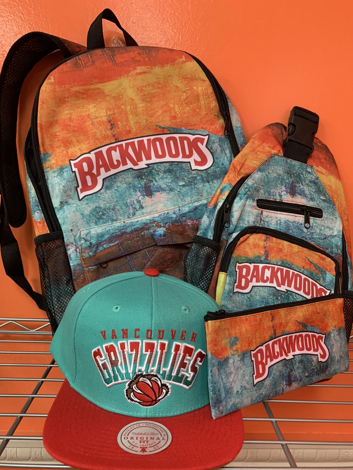 Backwoods 3pc Set; Backpack,Crossbody and Pouch + M&N OG SB Vancouver Grizzlies