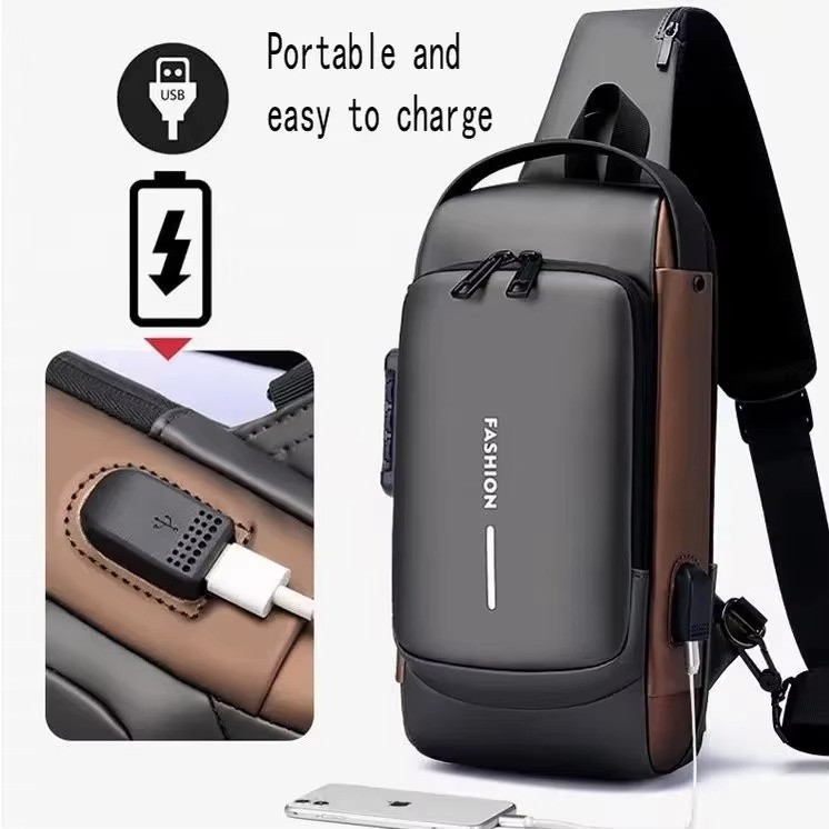 Multifunction Designer Anti-theft USB Shoulder Bag Crossbody Travel Sling
