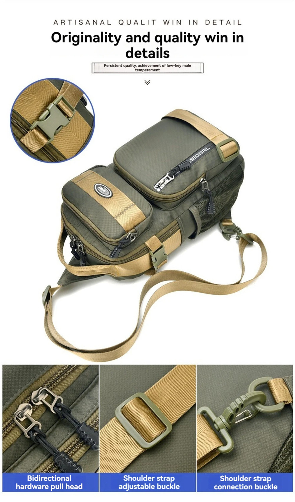 Fashion Men’s Chest Bag Casual Sports Wear-resistant Waterproof Scratch Resistan