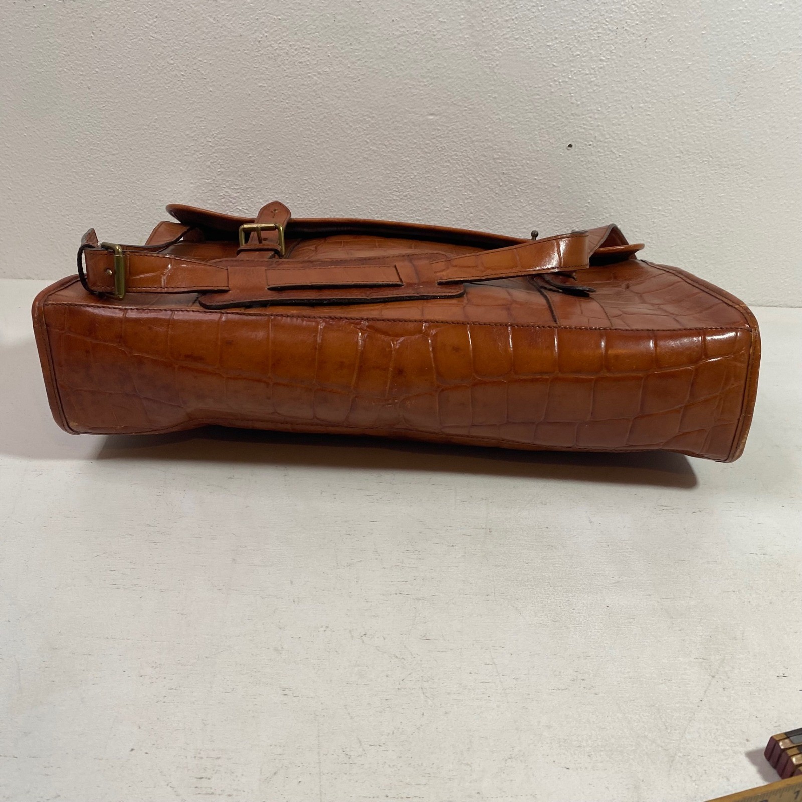 Vintage Mulberry Leather Briefcase Hunter Cango Croc Embossed HB5564/123