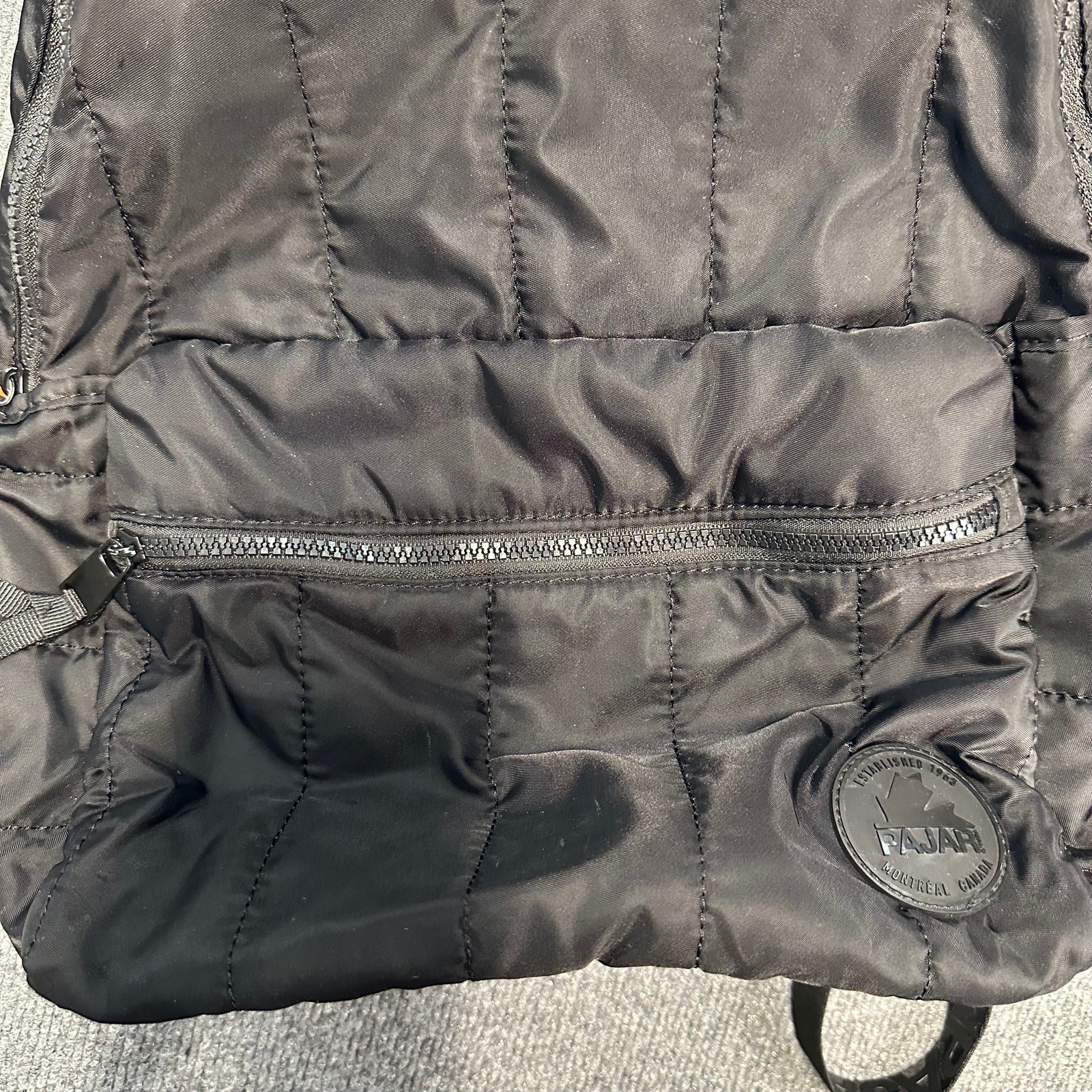 Pajar Twill Dome Quilted Puff Backpack Black Neutral Laptop Pocket Luggage Strap