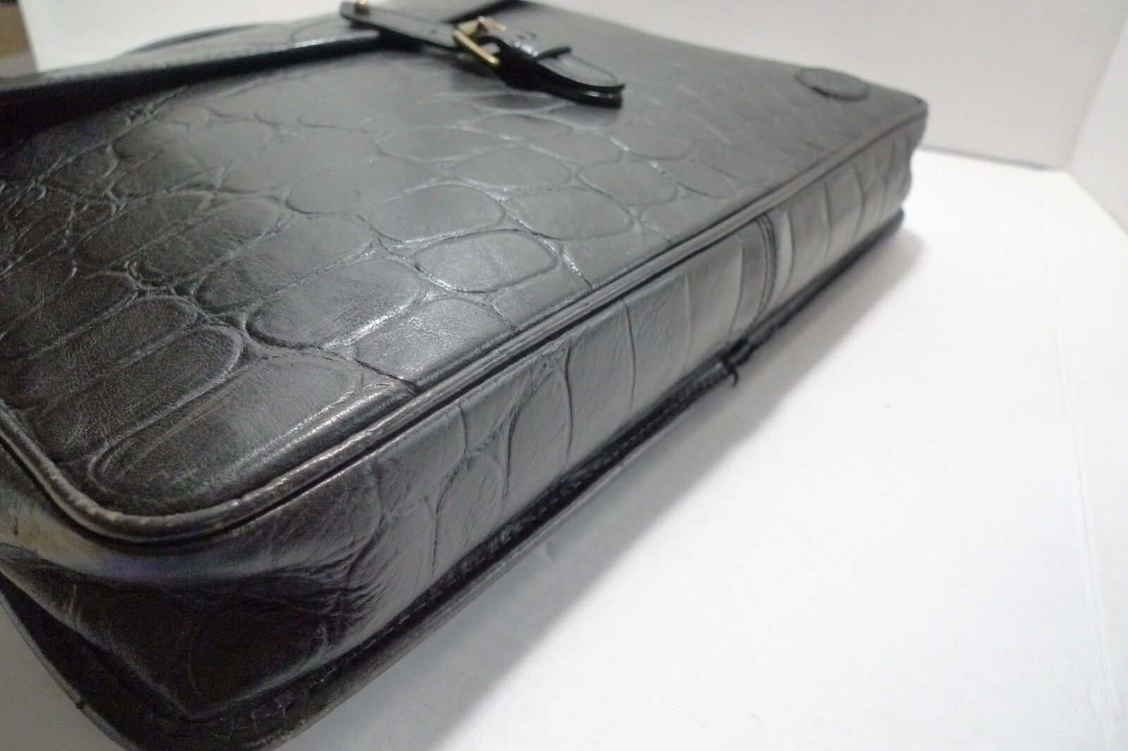 MULBERRY – LEATHER BRIEFCASE- ATTACHE – CROC PATTERN – MADE IN ENGLAND