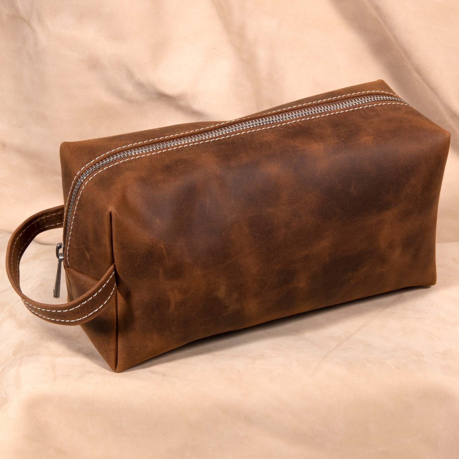 Leather Toiletry Bag – Full Grain Men’s Dopp Kit Travel Case