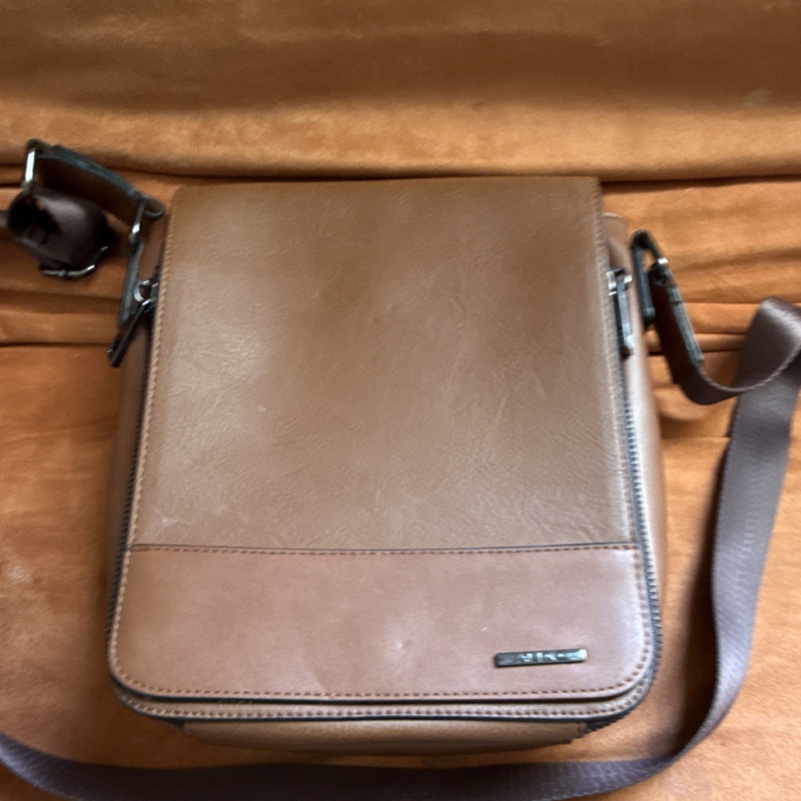 ALDO Brown Messenger Bag Magnetic Closure Adjustable Shoulder Strap for Men