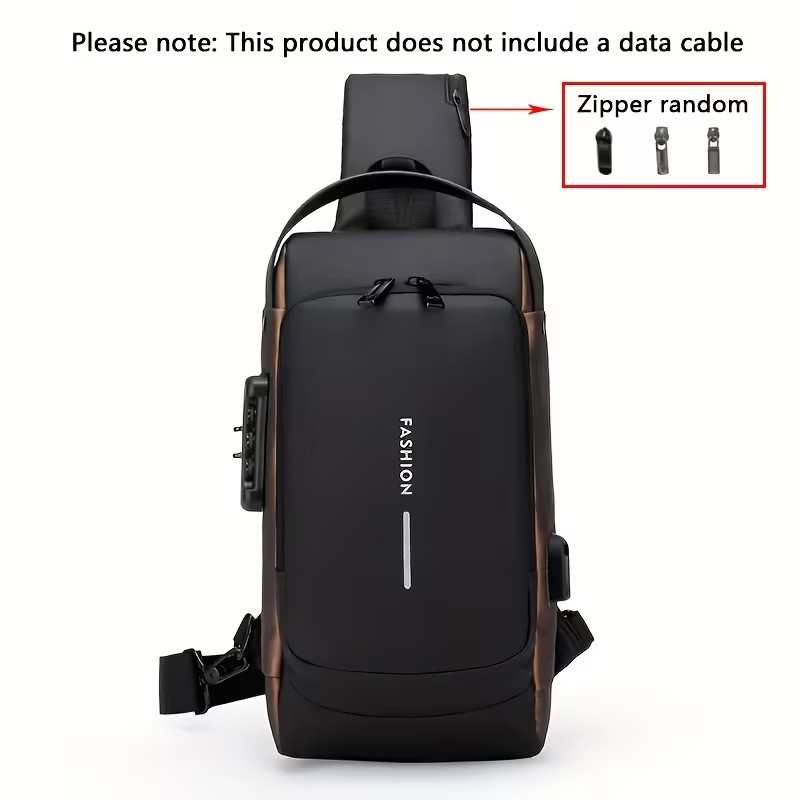 Anti Theft Sling Backpack, USB Charging Crossbody, Chest Bag Travel Daypack