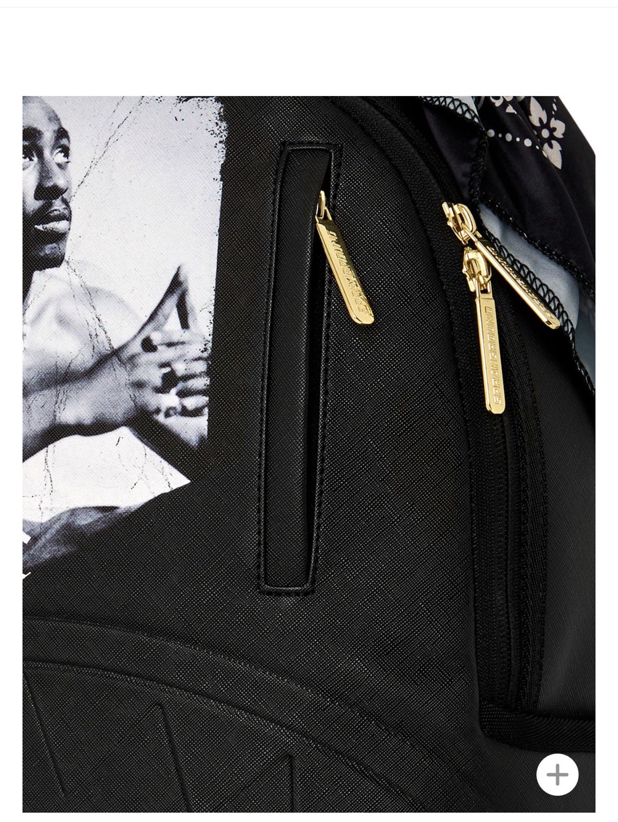 Sprayground Tupac Black Large Backpack Zip Top Handle Pockets Adjustable Straps