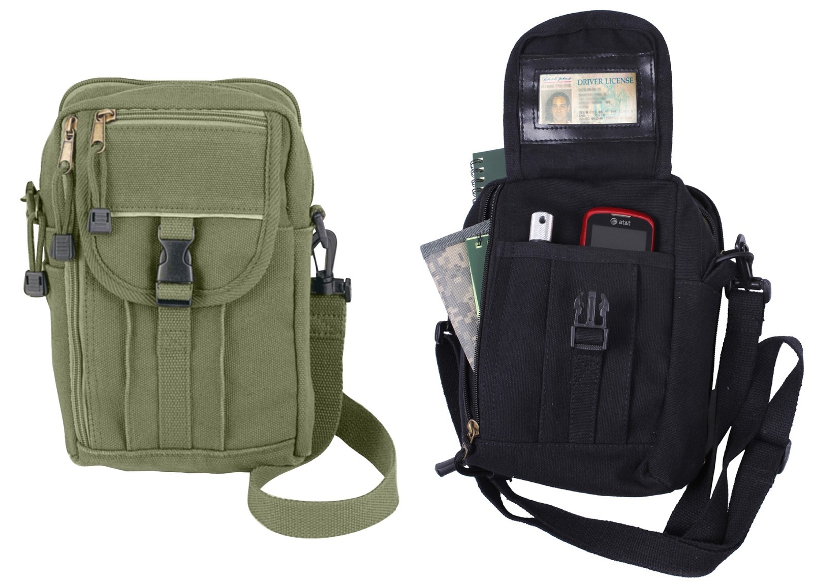 Rothco Compact Heavyweight Canvas Passport Travel Tourist Pouch Bag – OD, Black