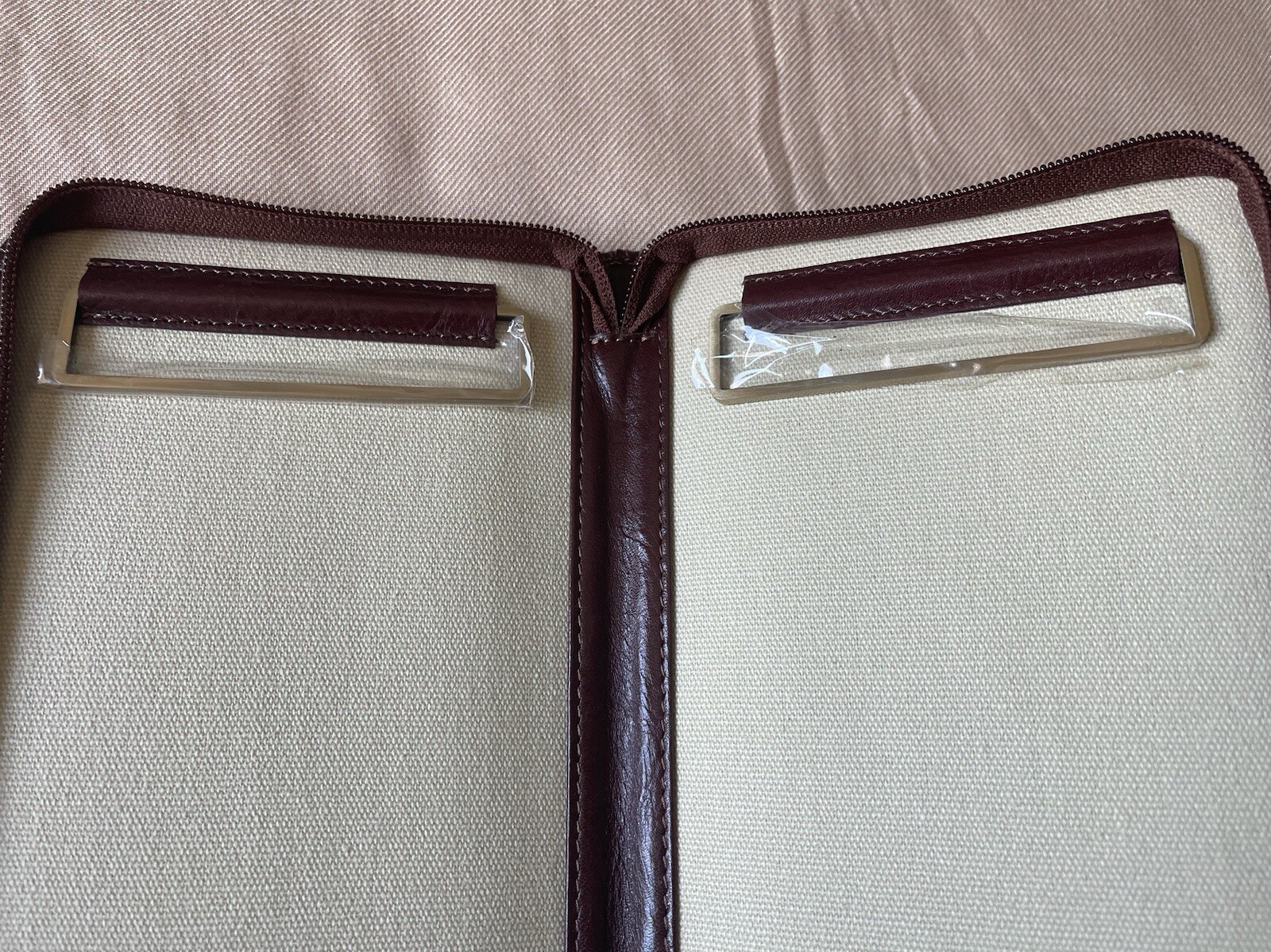 Vintage Red Envelope Brown Leather Tie Travel Carrier Zip Around Travel Case