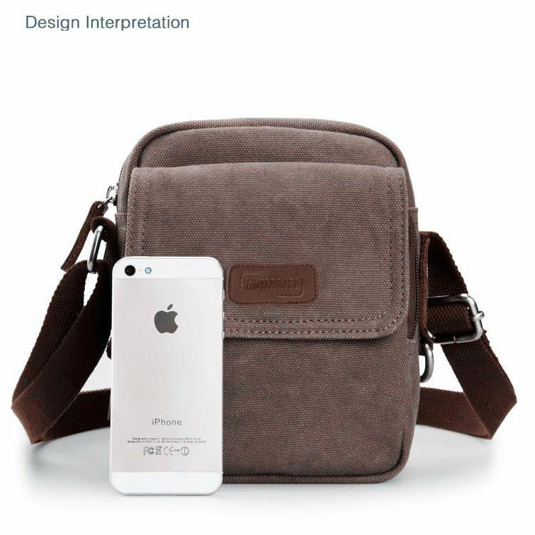 Man Casual Mini Canvas Shoulder Bag Men’s Small Leisure Messager bag