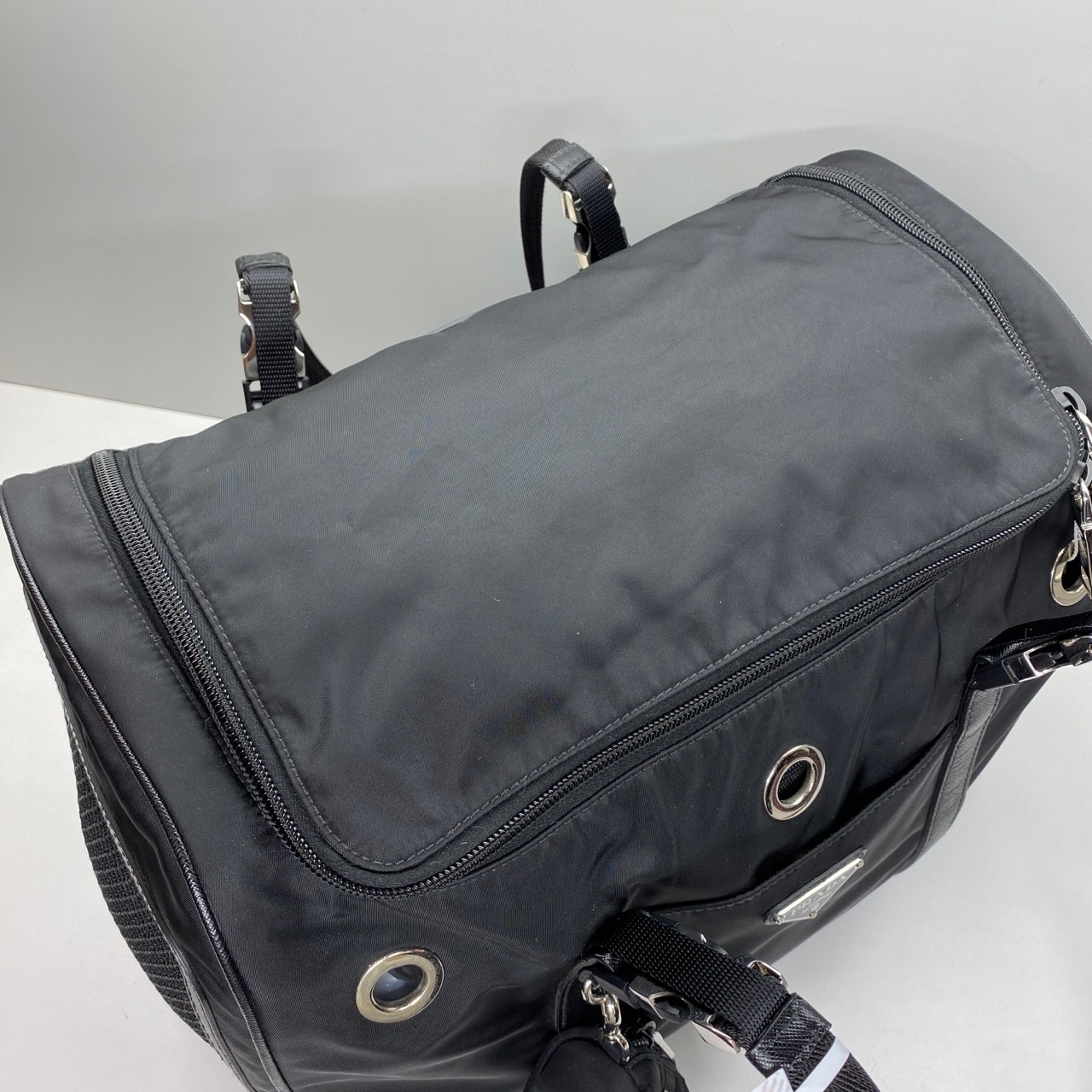 Prada Pre-Owned Authentic Black Nylon Pet carrier Satchel 40x28x22cm 40x28x22cm