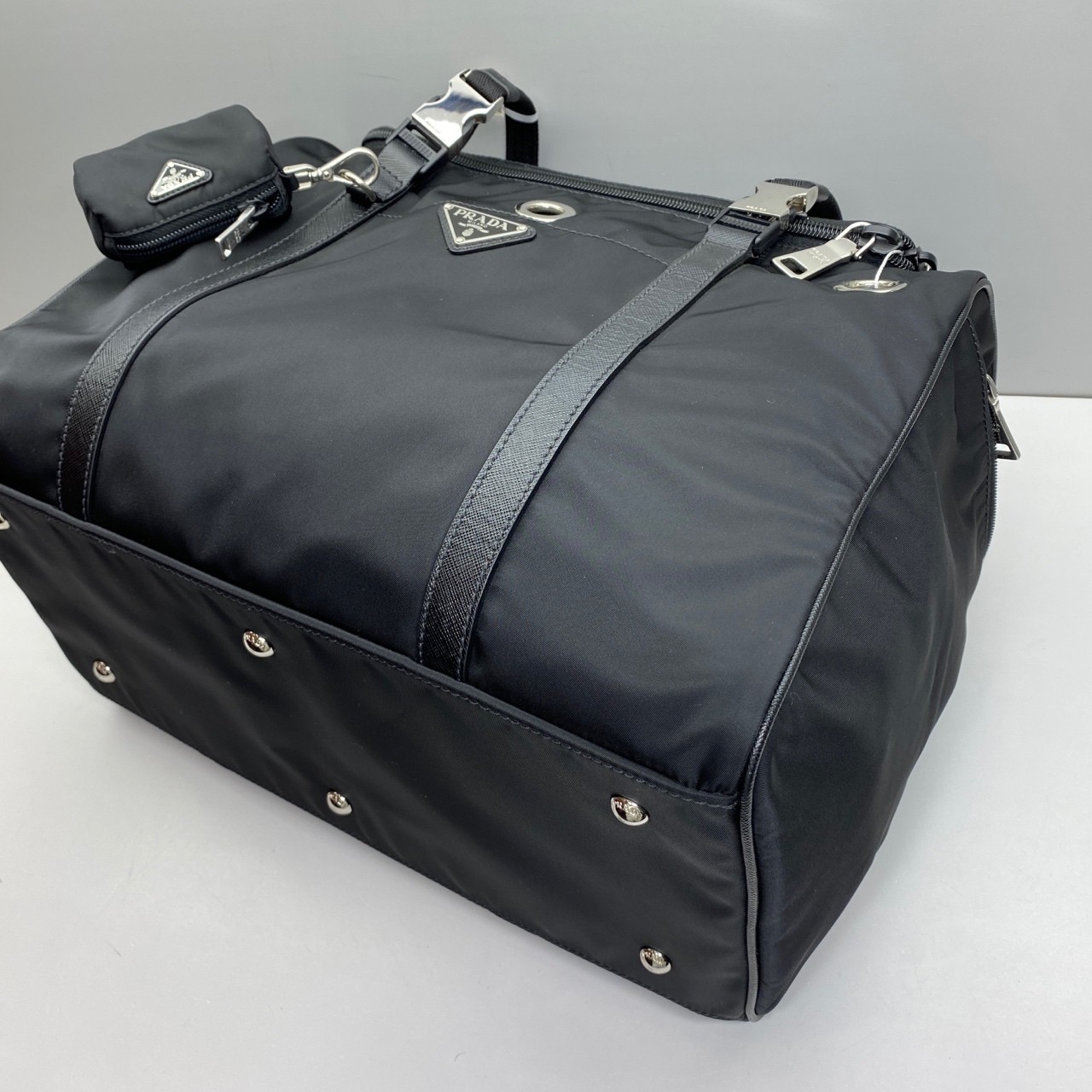 Prada Pre-Owned Authentic Black Nylon Pet carrier Satchel 40x28x22cm 40x28x22cm