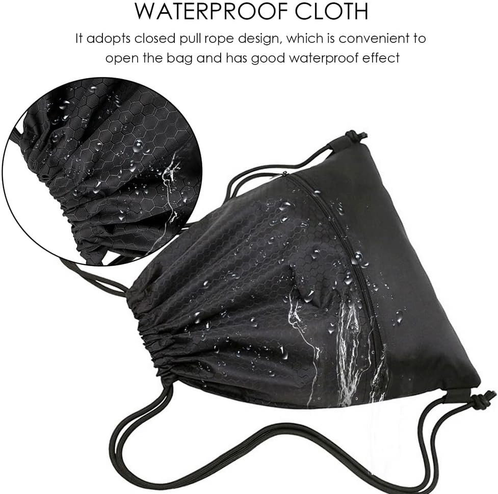Drawstring Backpack Bag, Waterproof Draw String Back Sack with Zip Pocket