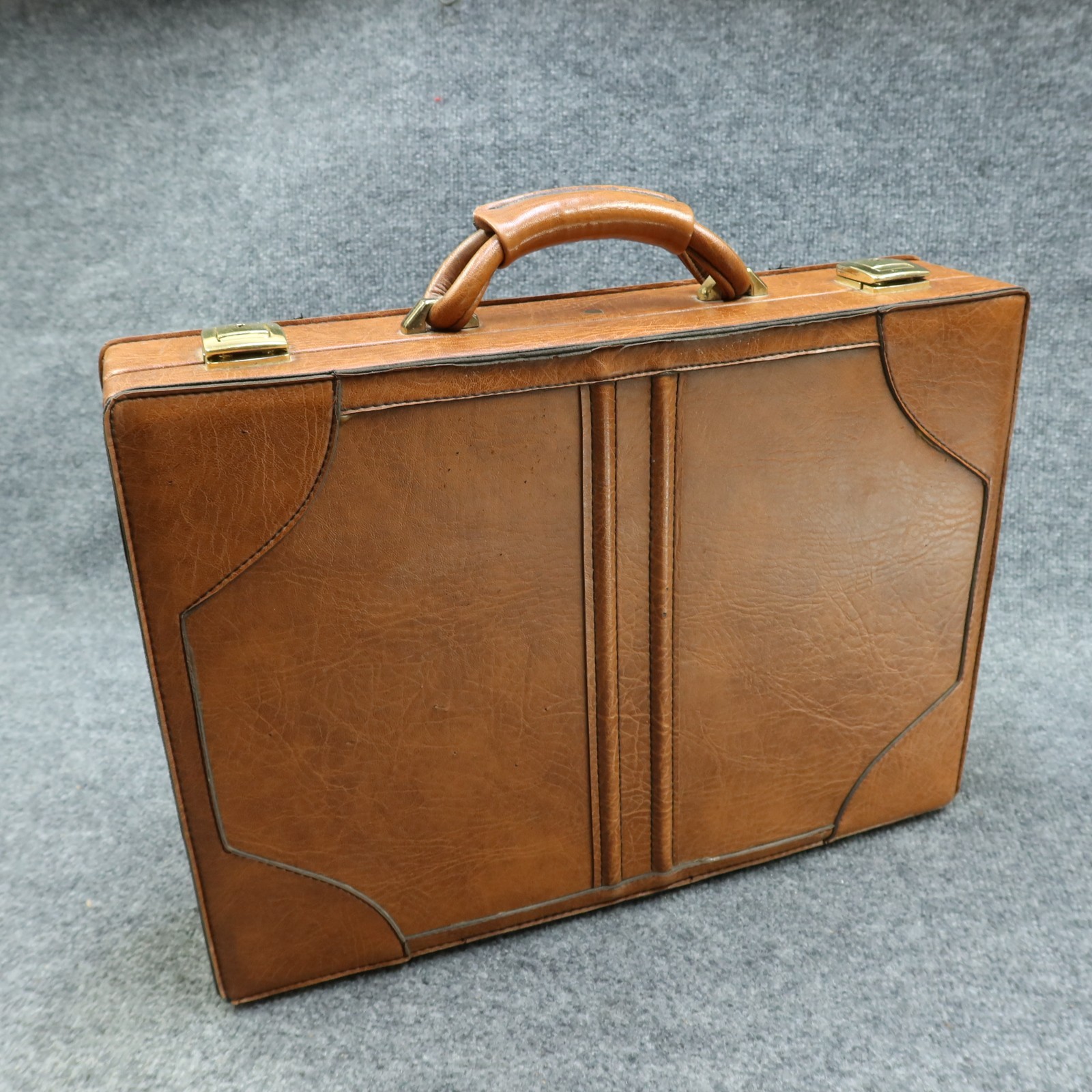 Vintage Leather Briefcase Hardcase Brown T.C.W. & H. of A. 1981 Teamsters Union