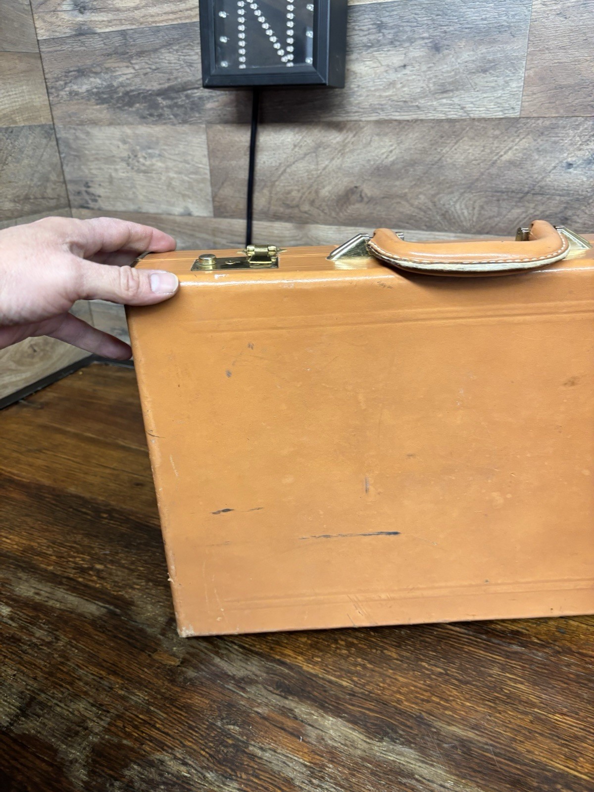 VTG Rexbilt Briefcase Suitcase Brown Leather Prop 18″x 12.5″ x 3.5