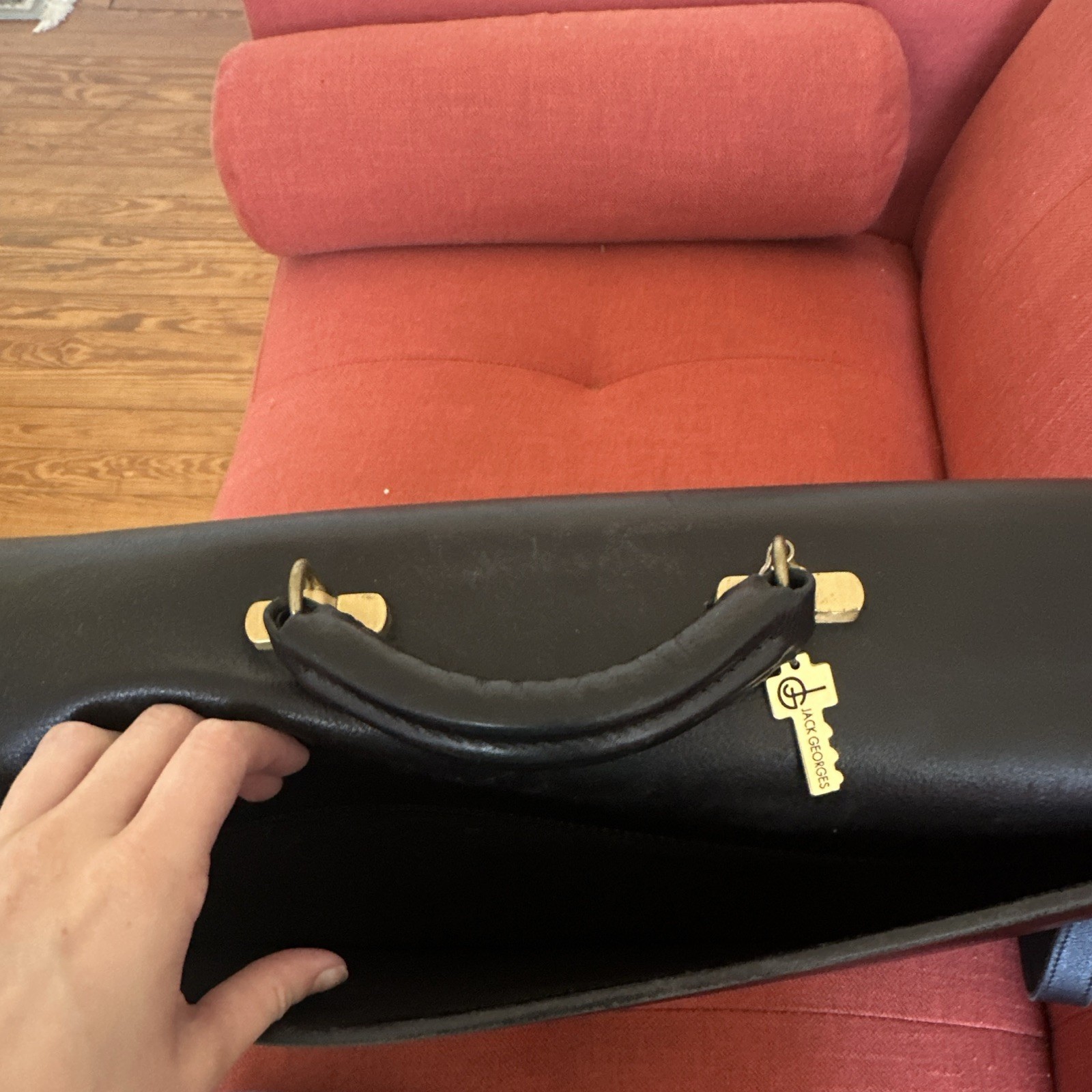 Jack Georges Black Men’s Briefcase/Document Case Push Lock Zip Inner Pockets
