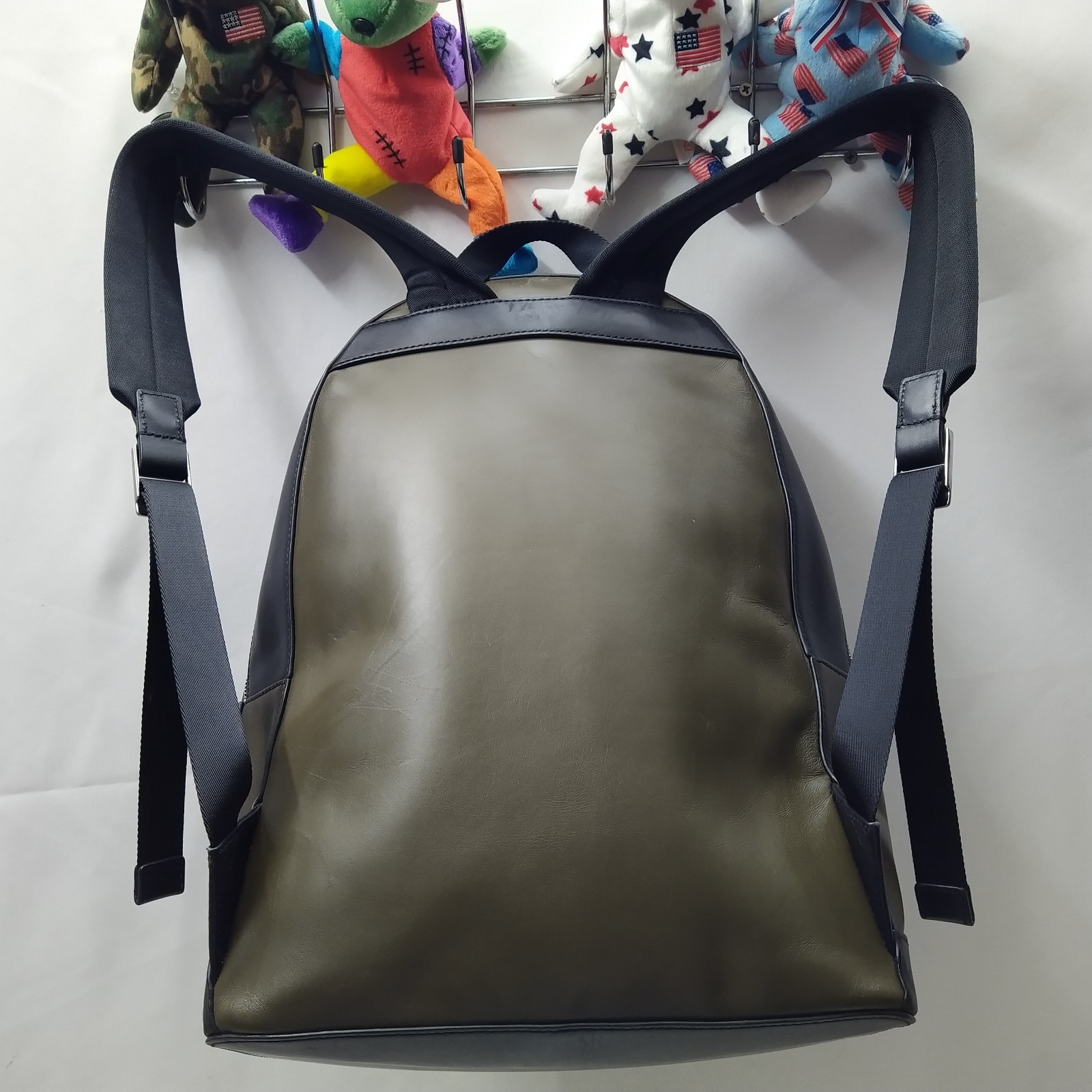 Michael Kors Olive Green Leather Zipper Closure Top Handle Backpack