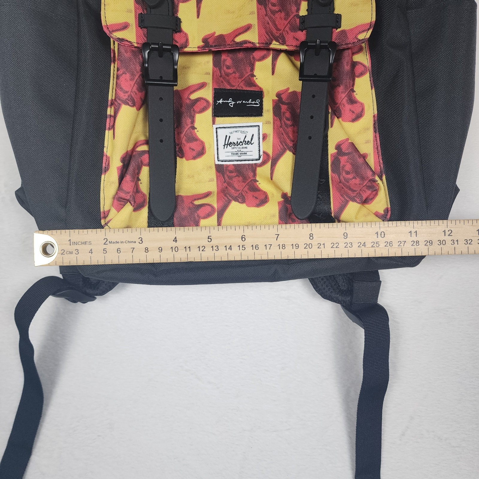 Herschel Andy Warhol Little America Backpack Black Floral Print Laptop Bag