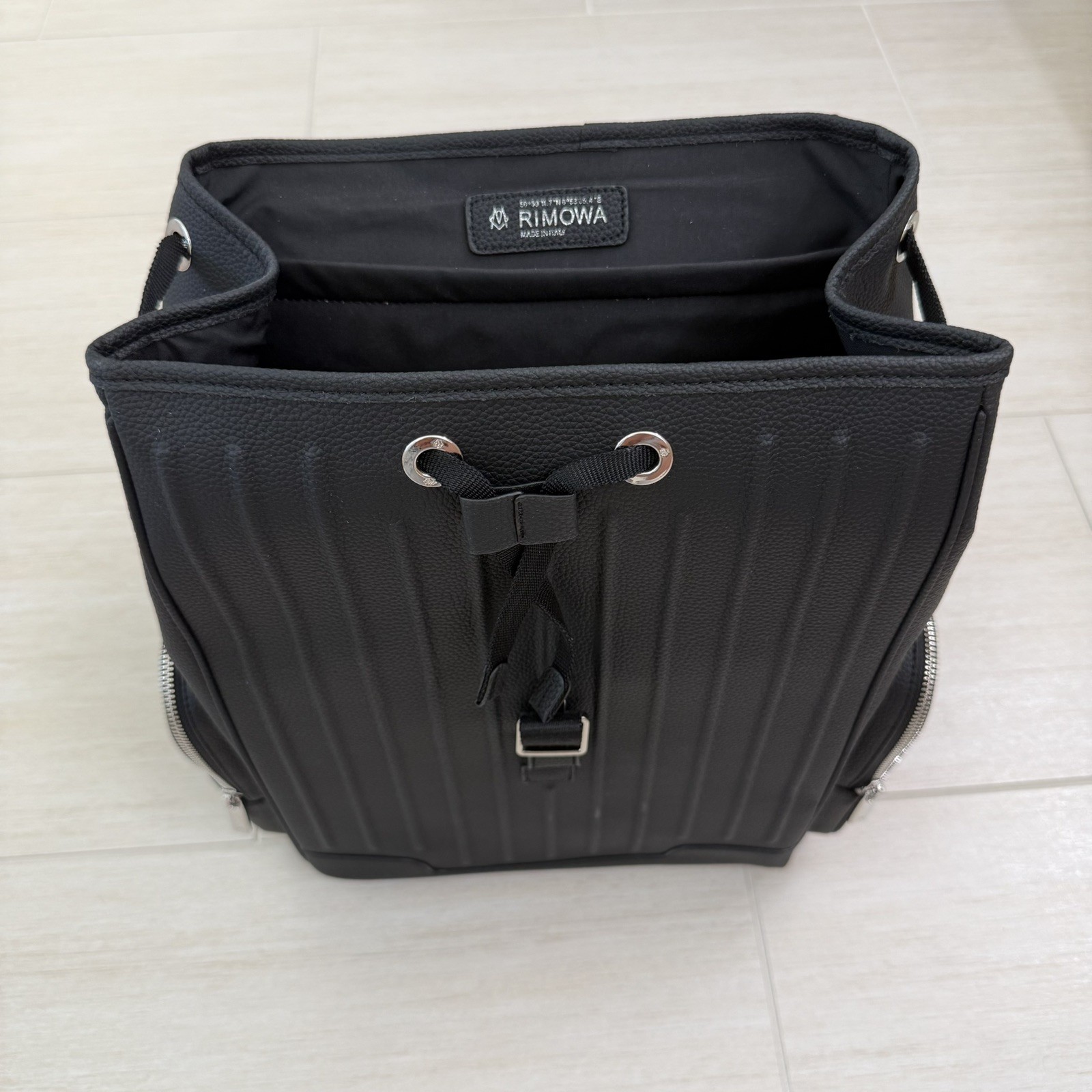 Rimowa Black Leather Backpack Travel Bag Unisex