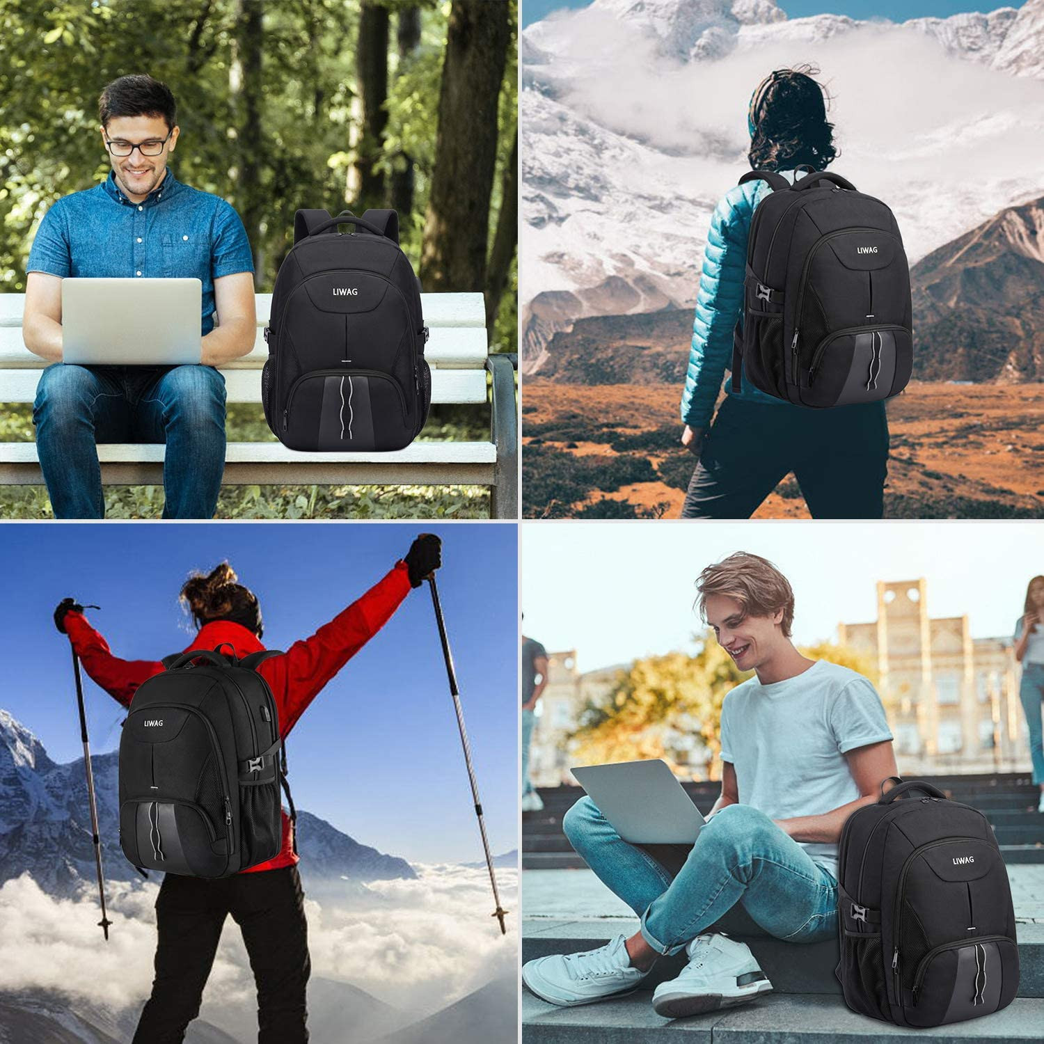 Extra Large Backpack for Men 50L,Water Resistant 17.3 Inch Travel Laptop Backpac