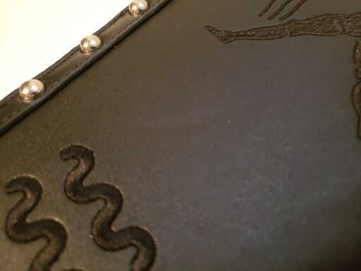 Black Coffin Style Gothic Backpack w/ Embroidered Aquarius Zodiac & Metal Studs