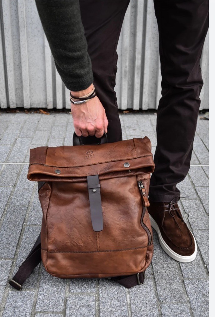 Chiarugi Italian Leather Backpack Brown Luxury Tuscan Work Travel Laptop Durable
