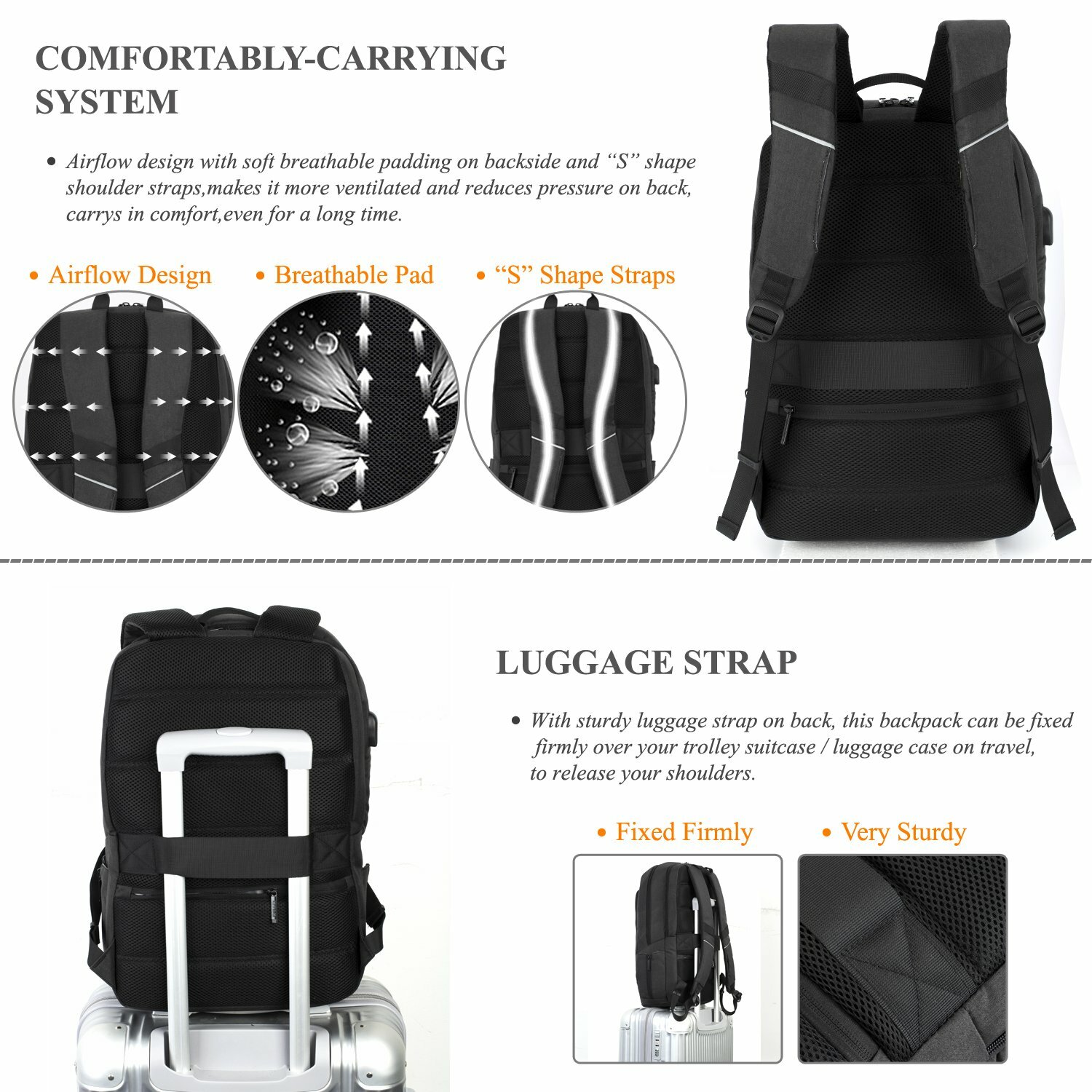 Sac à dos pour ordinateur portable 43,9 cm avec port de chargement USB, Dtbg