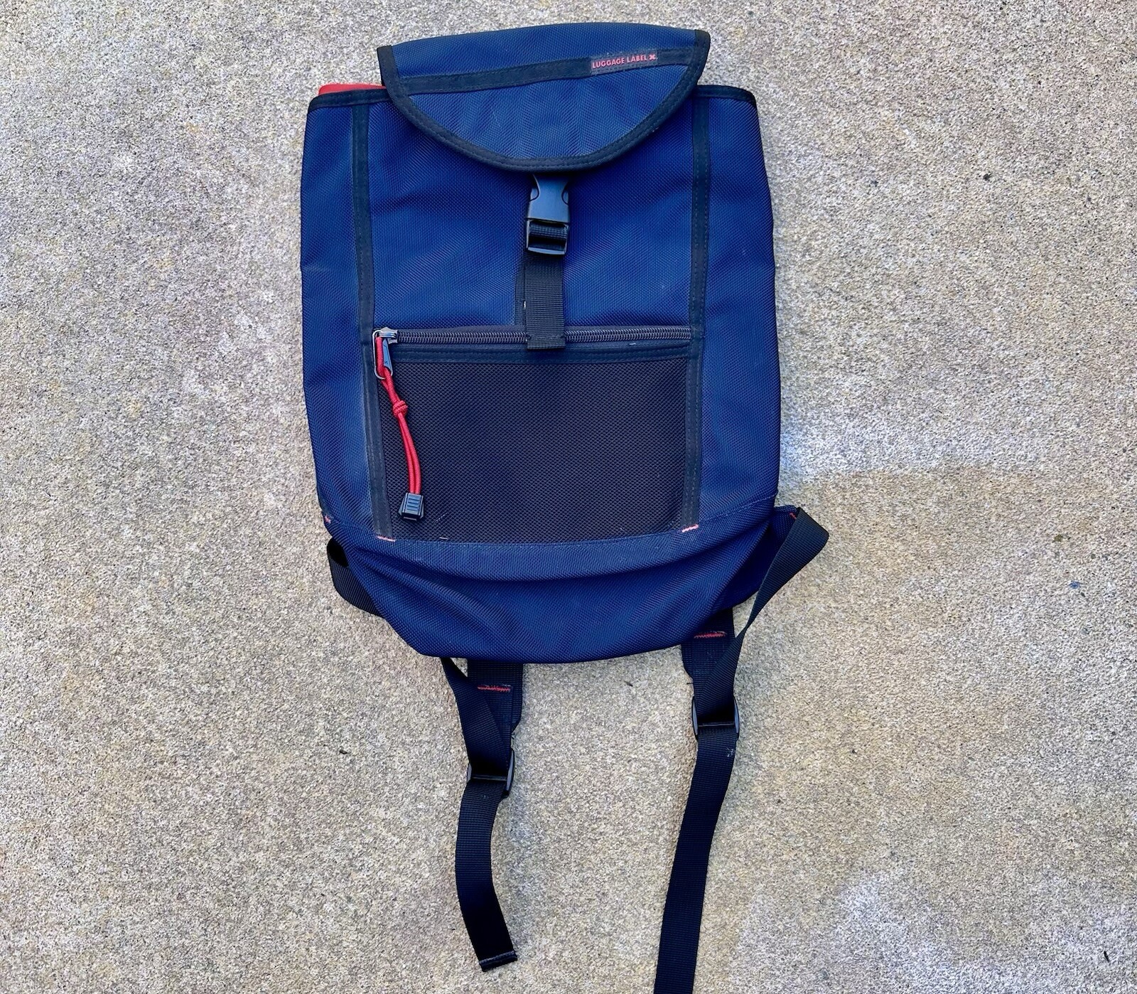 Luggage Label Japan Small Compact Navy Blue Backpack 13” X 13” X 4”