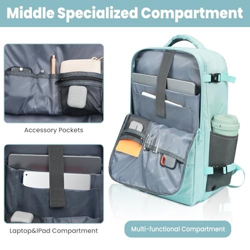 35L Travel Backpack – 180° Open Design, Multi-Pockets, USB Port, Laptop Compartm