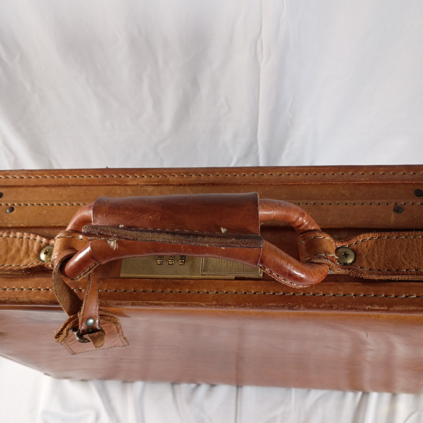 Vintage Hartmann Light Brown/Tan Leather Belted Briefcase Hard Executive