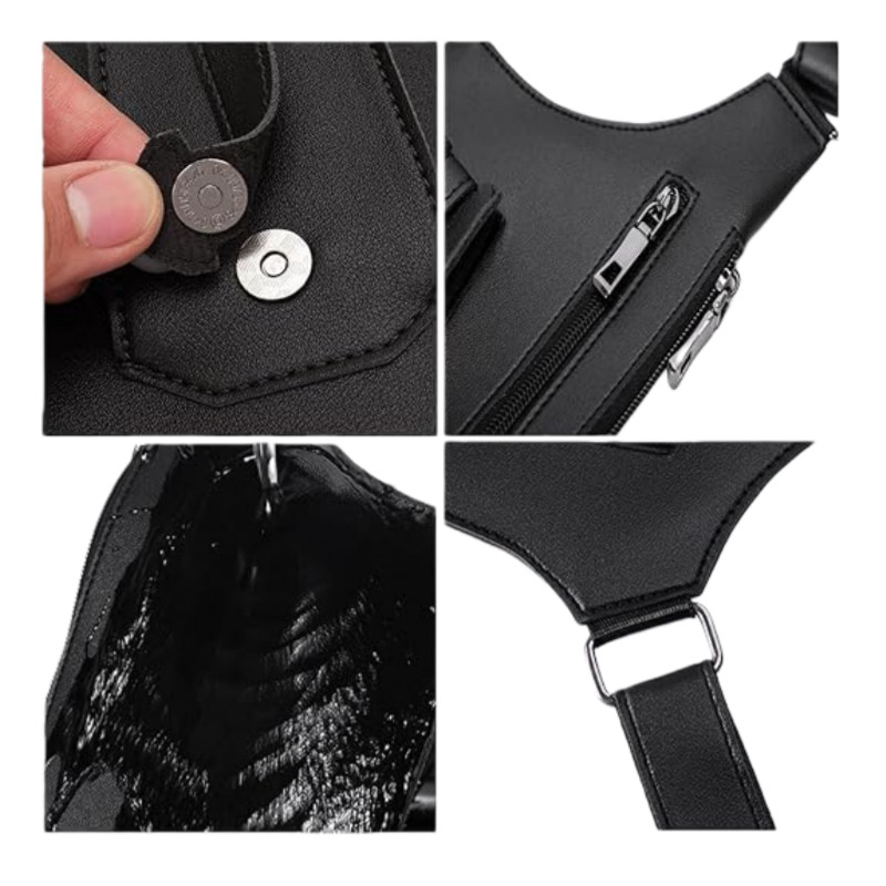 Outdoor Anti-Theft Tactical Fishing Bag Waterproof PU Multi-Purpose Men’s Crossb