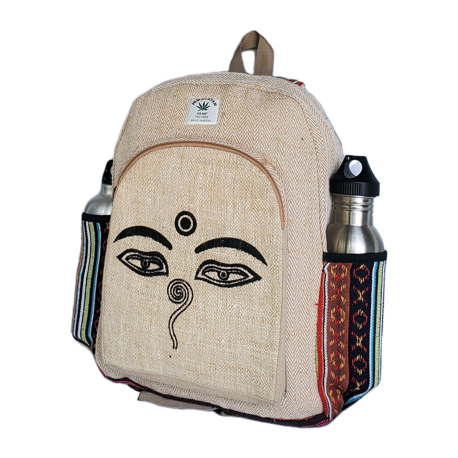 Large Embroidery Pure Hemp Backpack