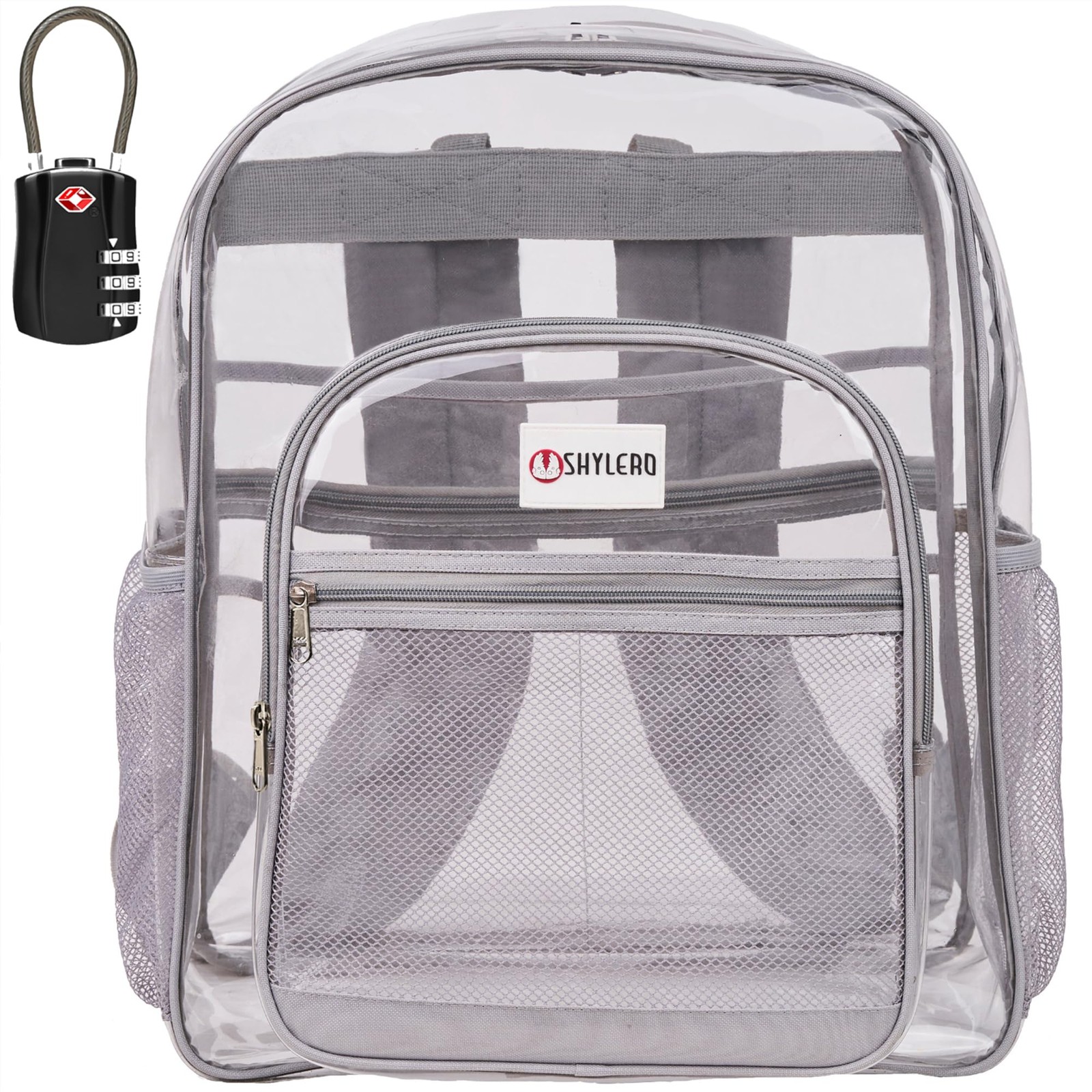 Light Gray Extra Large Heavy Duty PVC Transparent Clear Backpack 18x14x8″