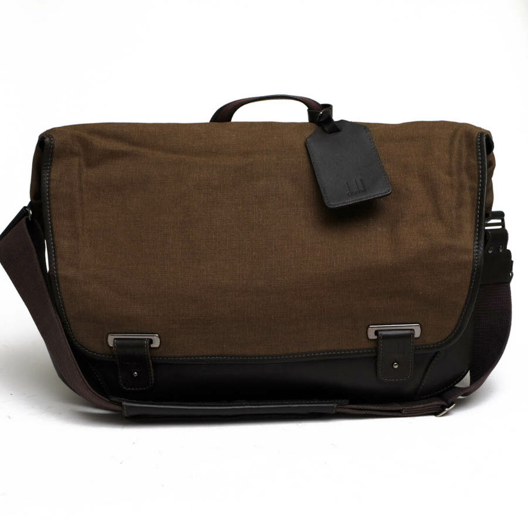 Dunhill Shoulder bag briefcase crossbody for men brown leather canvas 42×30×10cm