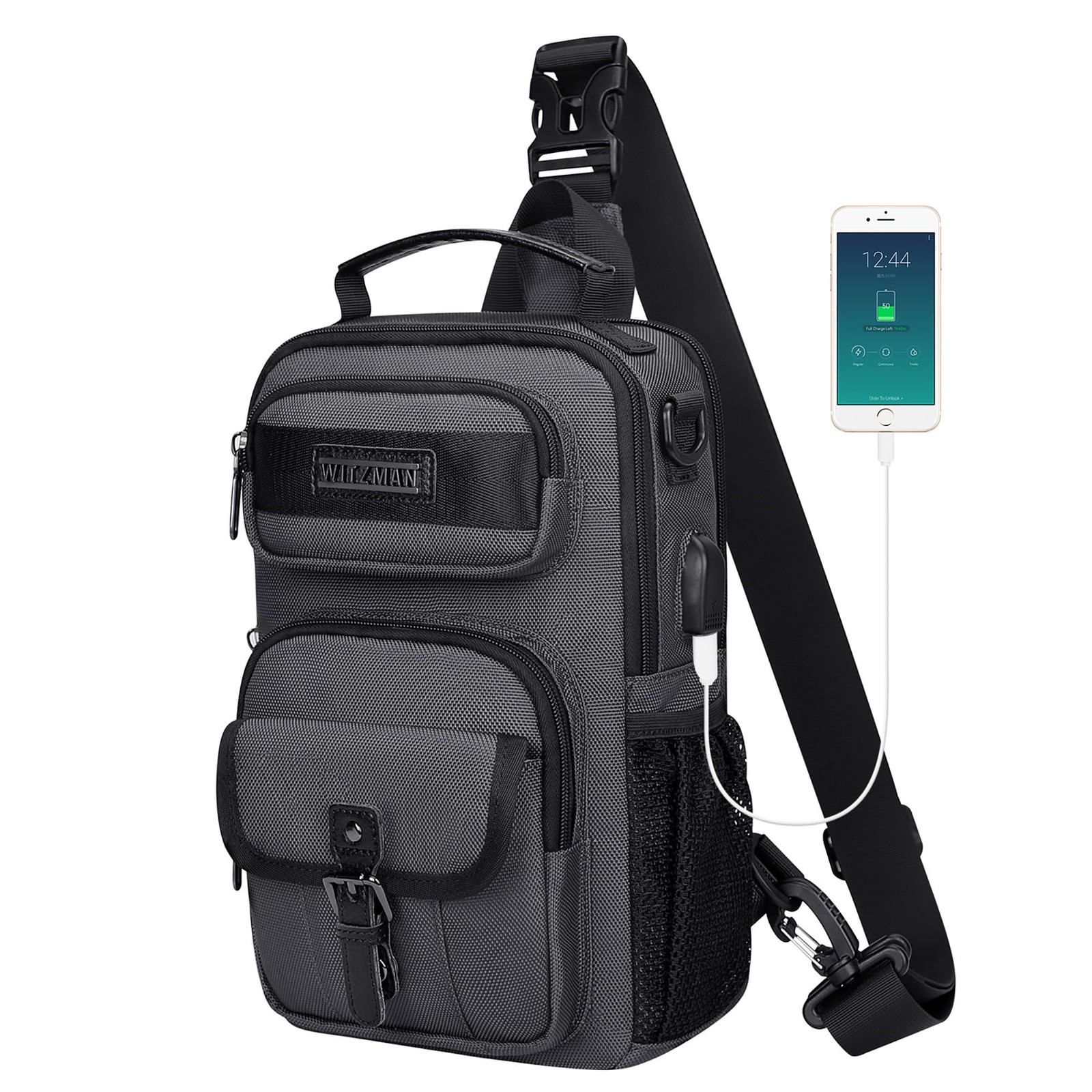 Sling Bag for Men Convertible Sling Backpack with USB Charging Port