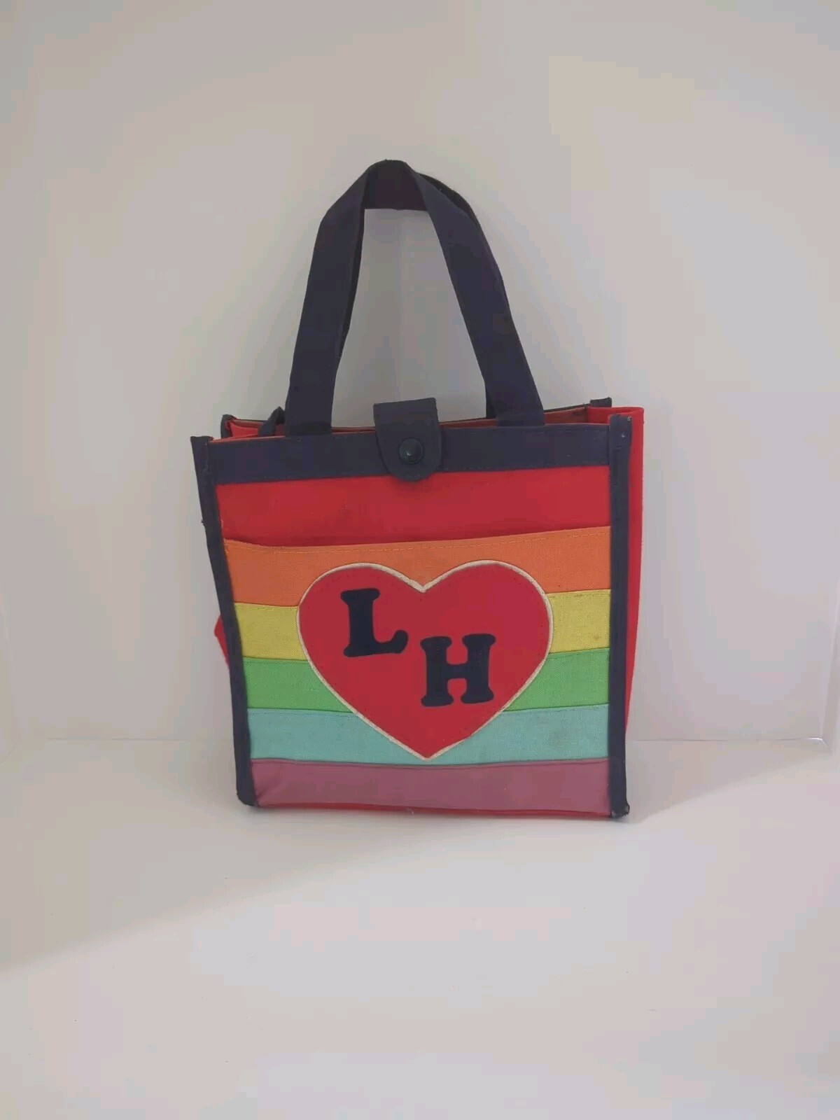 1980s Multicolor Rainbow Thick Canvas Mini Tote Bag “LH” Monogram M