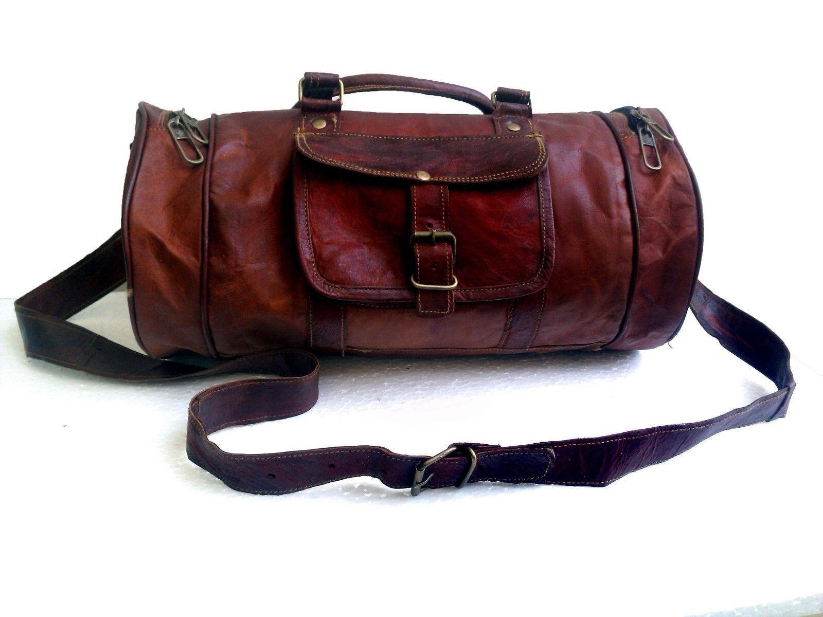 Bag Leather Duffle Travel Men Luggage Gym Vintage Genuine Weekend Overnight New