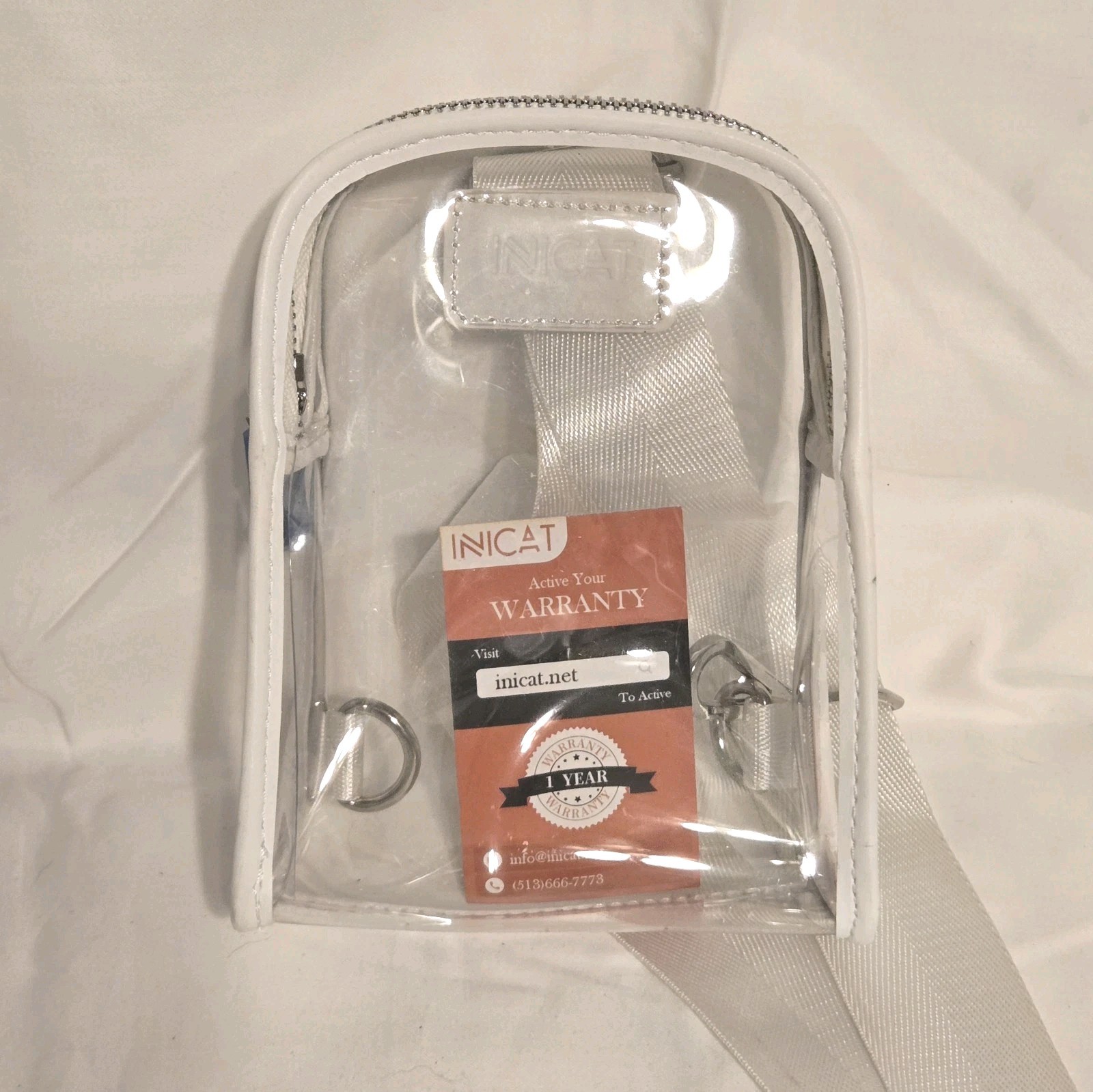 INICAT Unisex Stadium Approved Adjustable Transparent Crossbody Chest Bag White