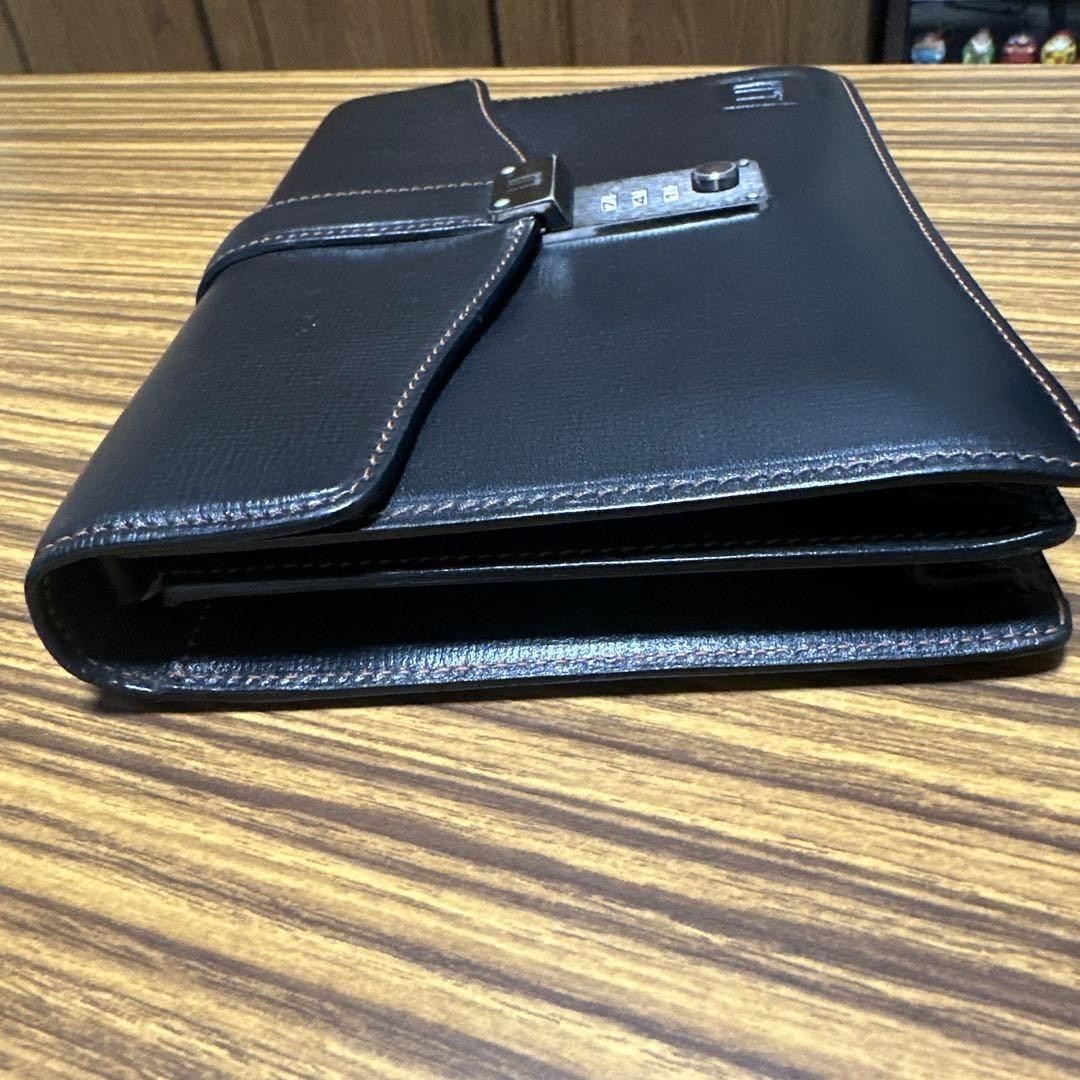 Dunhill Flap Clutch Bag Second Bag Black Leather Dial Lock Wrist Strap Men’s